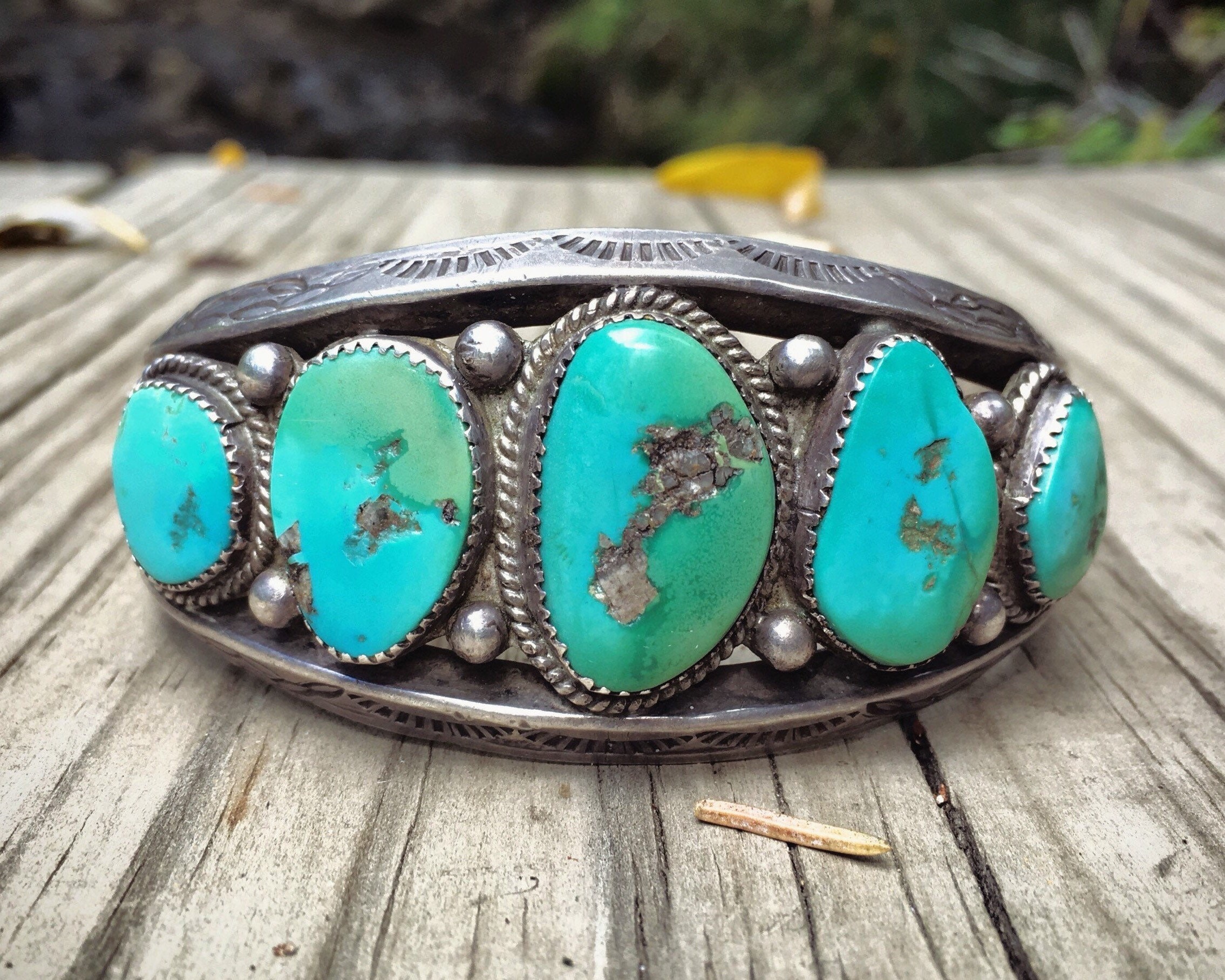 Incredible Vintage Native American Navajo Blue Gem Turquoise Sterling Silver Bracelet Old Incredible Vintage Native American Navajo Blue Gem Turquoise Sterling Silver Bracelet Old