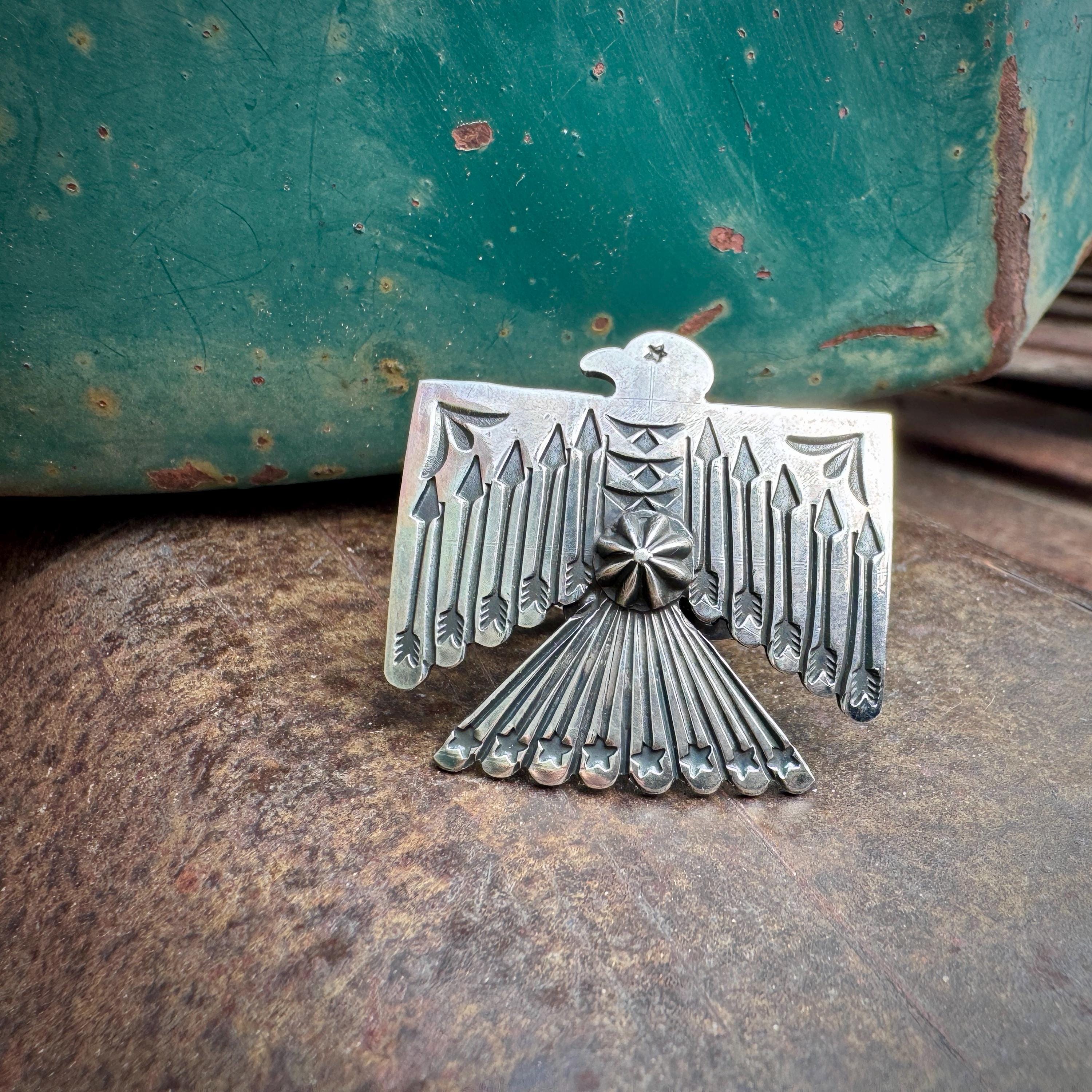 Navajo Sunshine Reeves Sterling Silver Thunderbird Ring Adjustable
