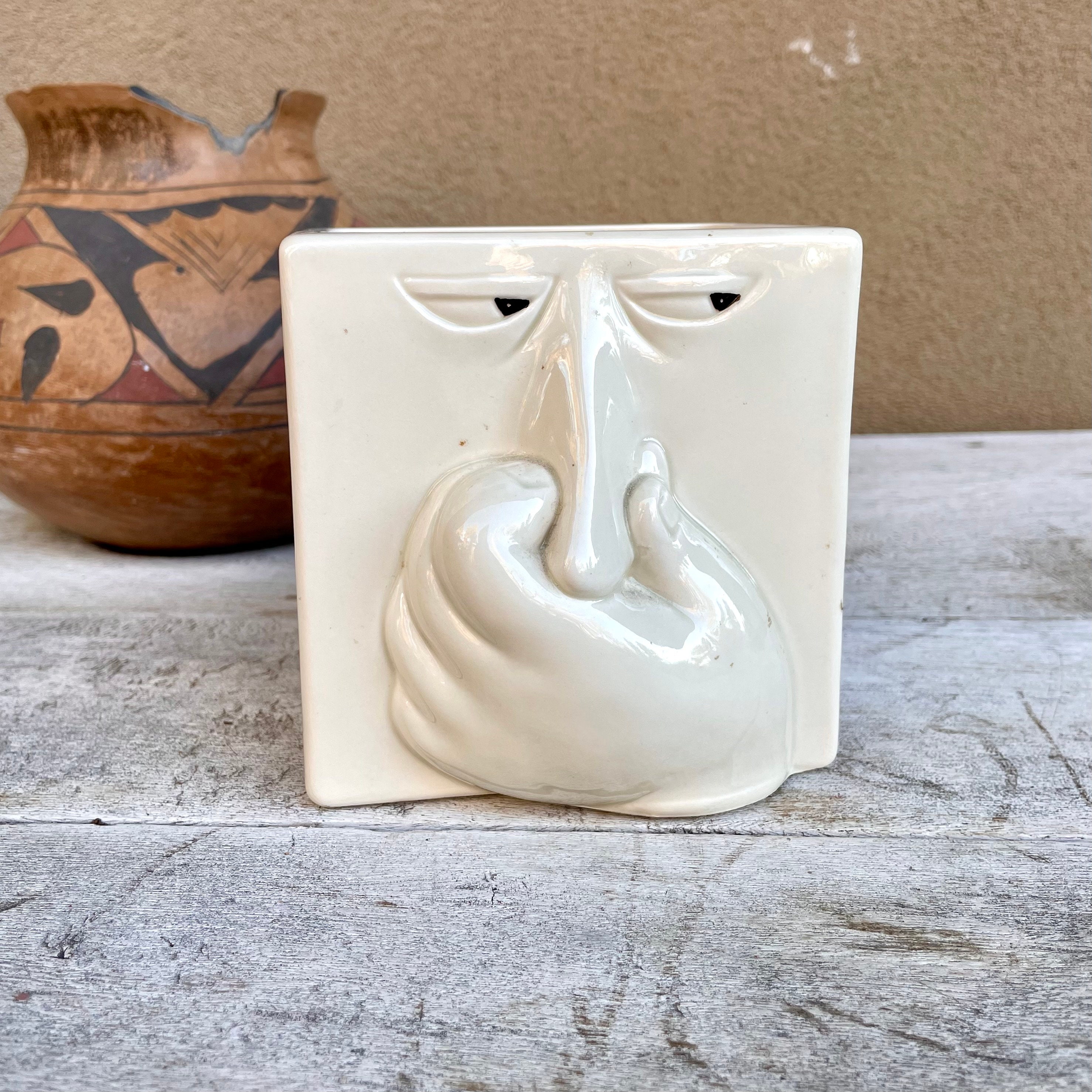 1980s Fitz and Floyd Ceramic Box of Man Holding Nose, Baking Soda