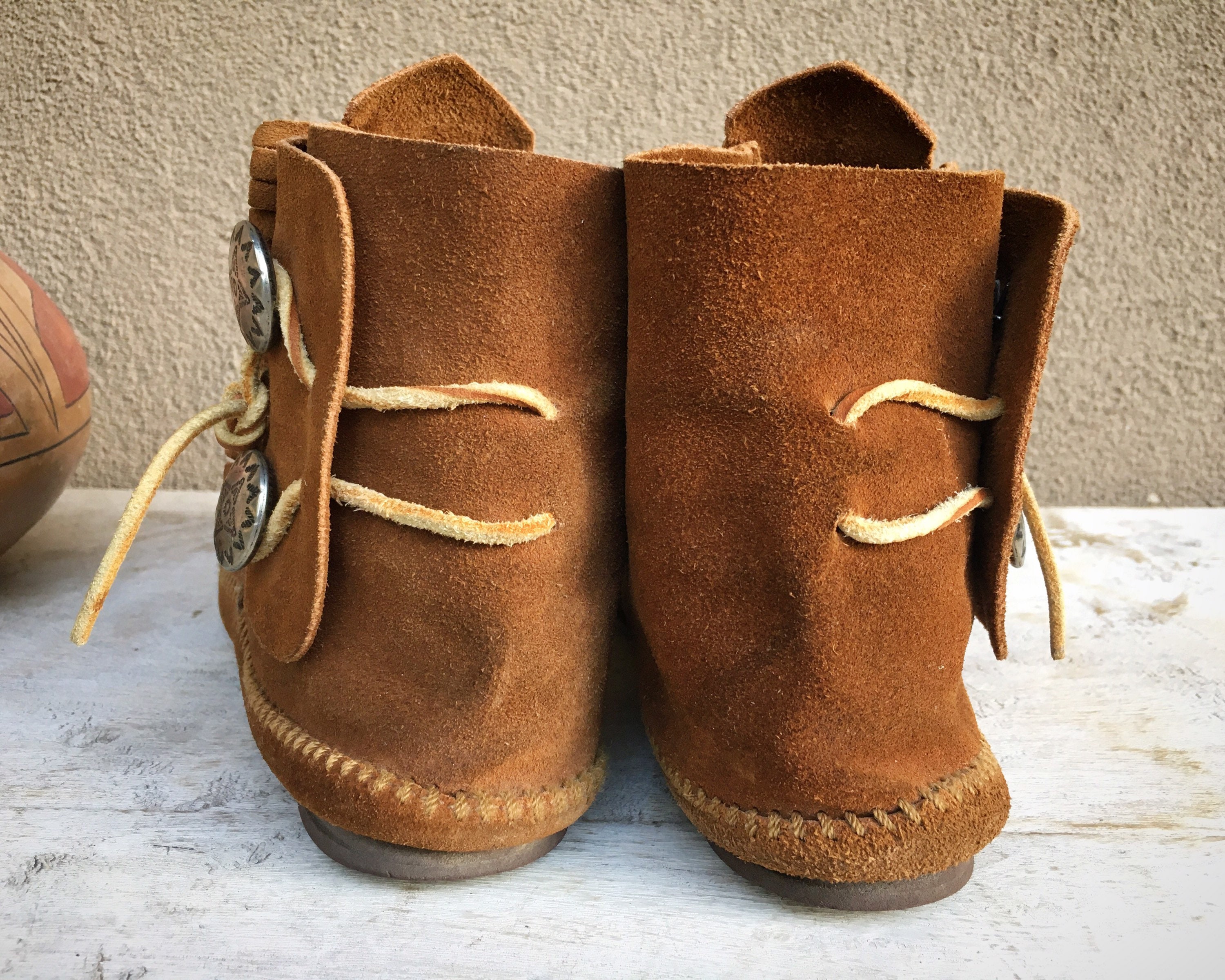 Vintage Minnetonka Moccasins for Women Brown Suede Soft Sole with ...