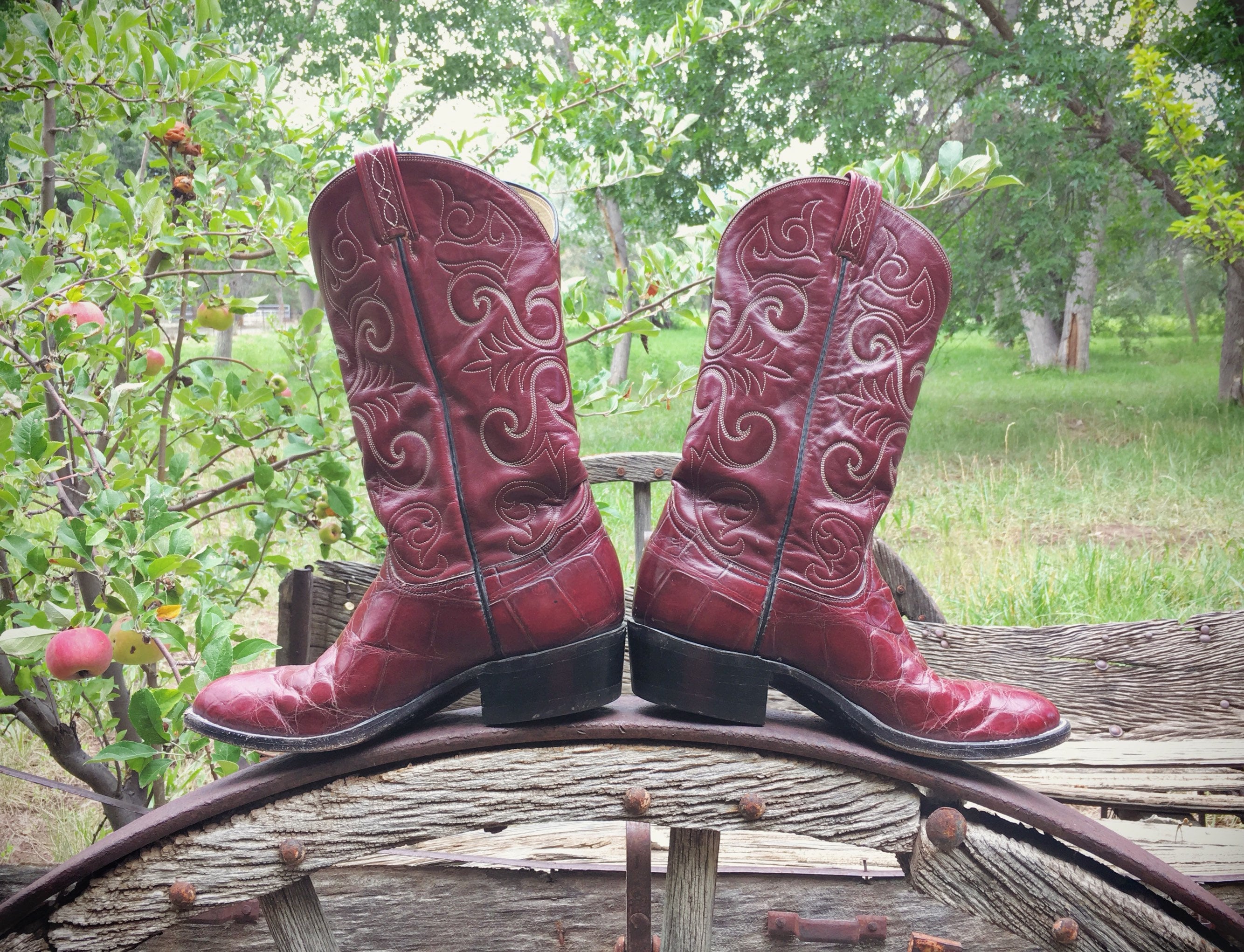Burgundy sales cowgirl boots