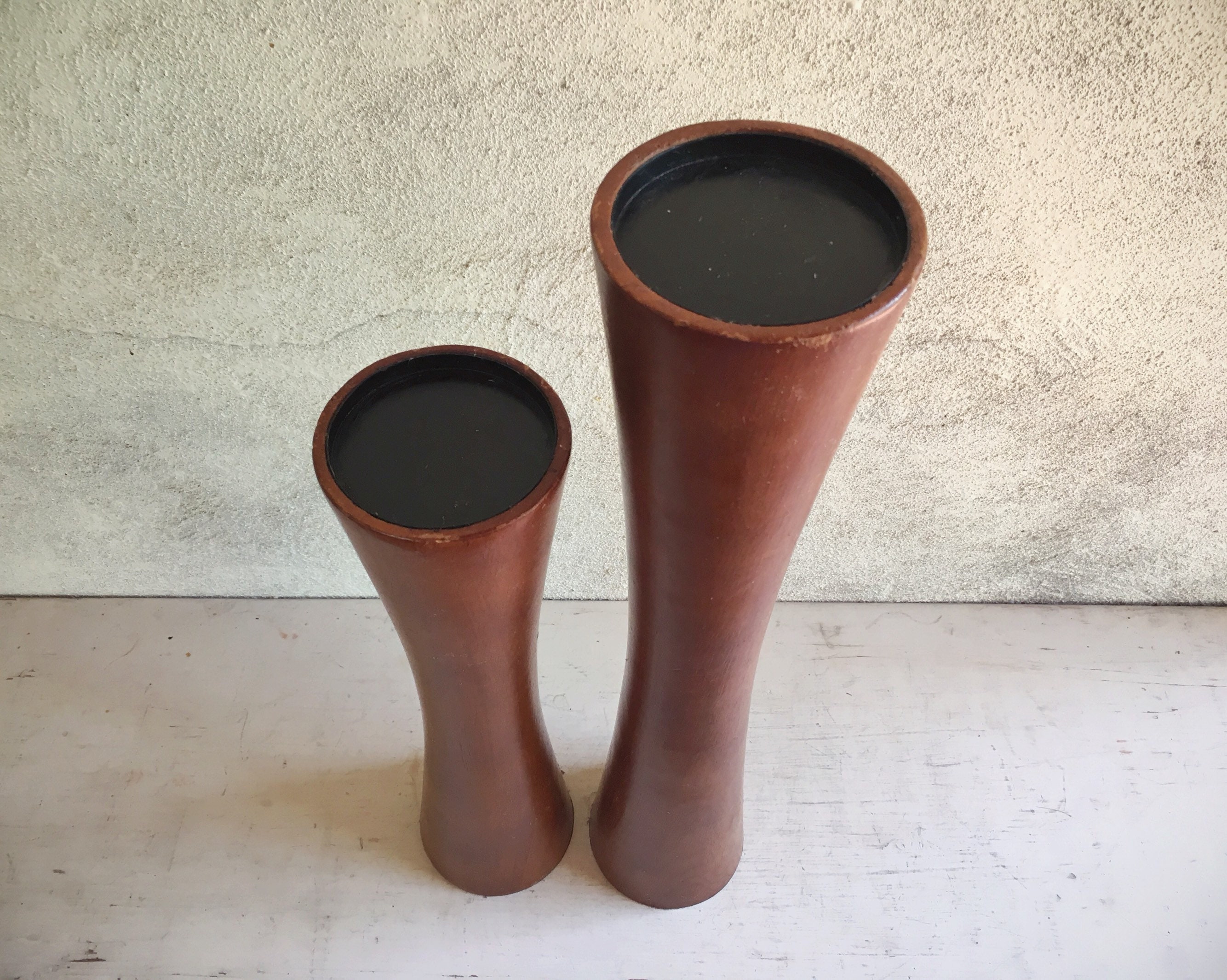 Vintage Midcentury Modern Teak Wood Candle Holder Set, Danish Modern ...