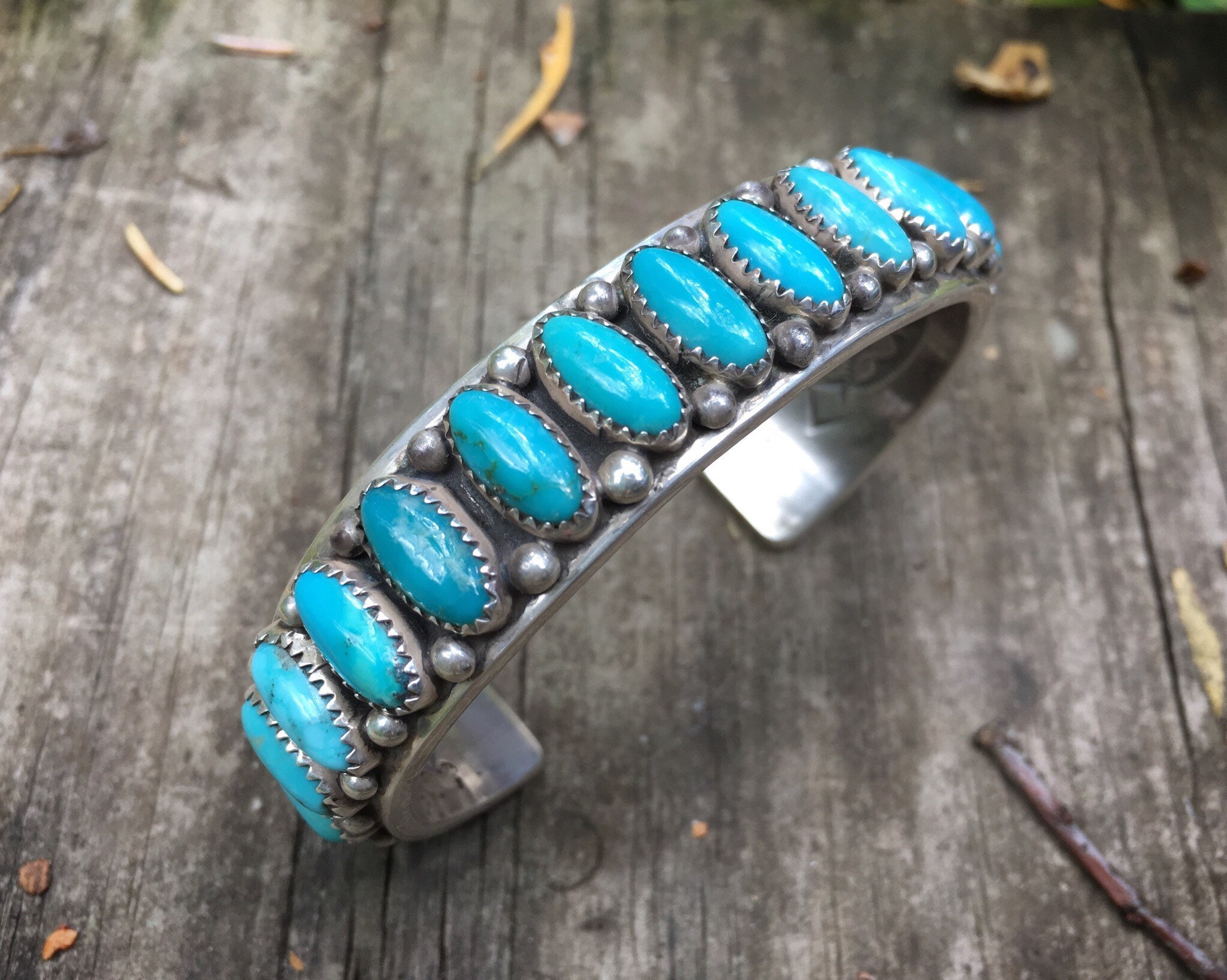 Heavy Husky Men's Vintage Native American Navajo Turquoise Sterling Silver Bracelet Heavy Husky Men's Vintage Native American Navajo Turquoise Sterling Silver Bracelet