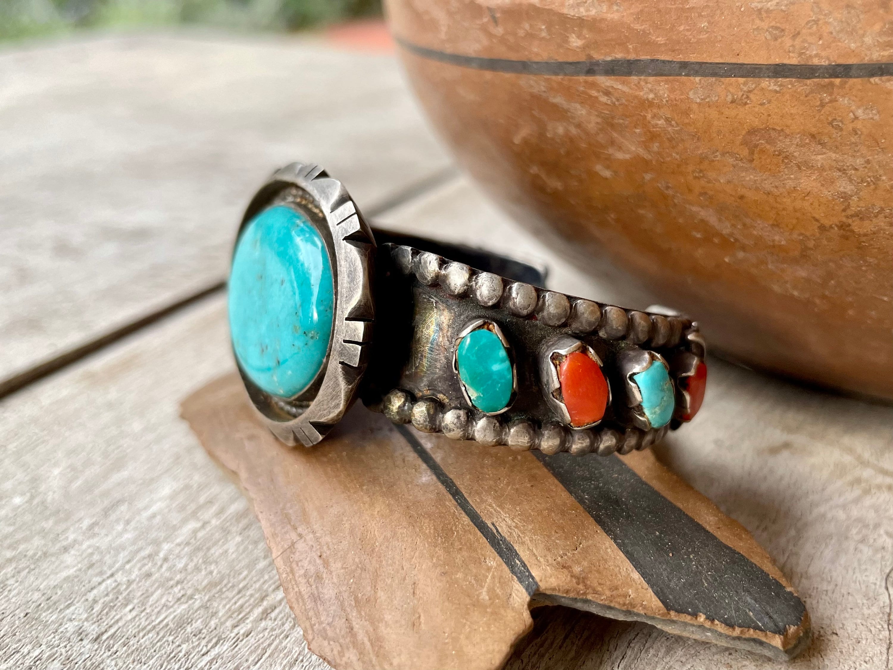 Rustic Navajo Turquoise Cuff Bracelet