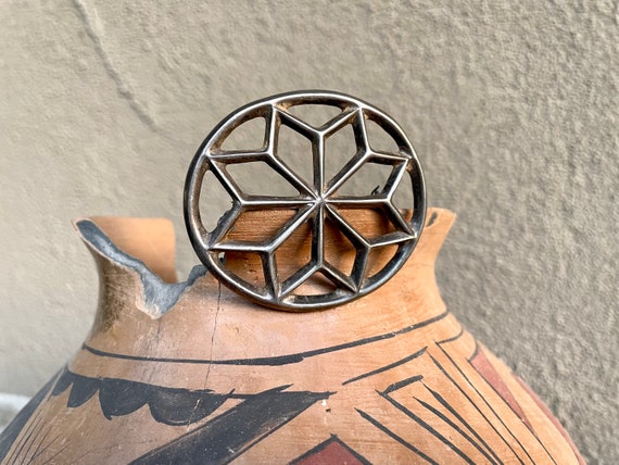 Vintage Hopi Navajo Sandcast Silver Star Brooch P… - image 9