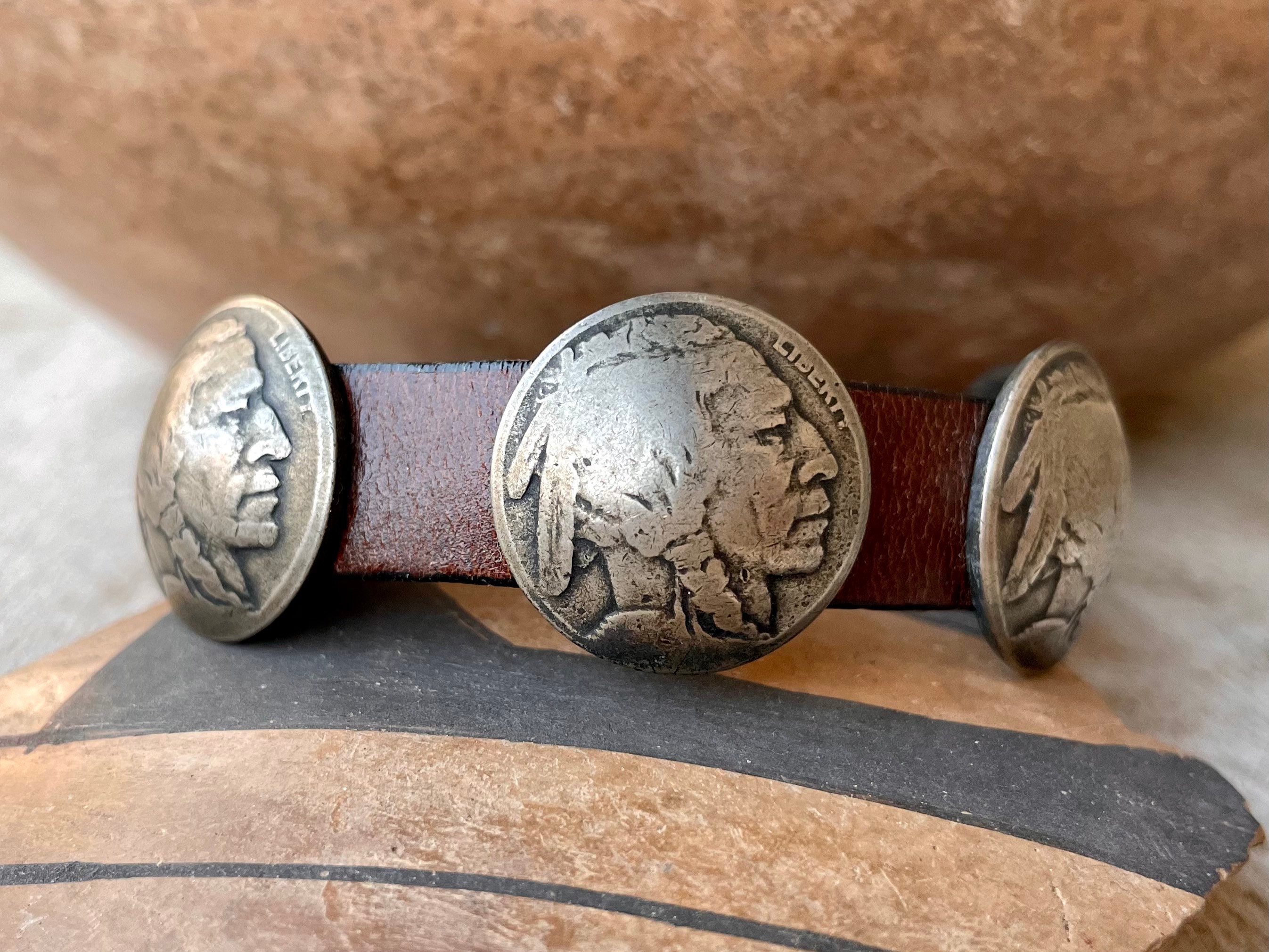Native American Very Old Coinv Vintage Buffalo Sterling Silver Bracelet Native American Very Old Coinv Vintage Buffalo Sterling Silver Bracelet