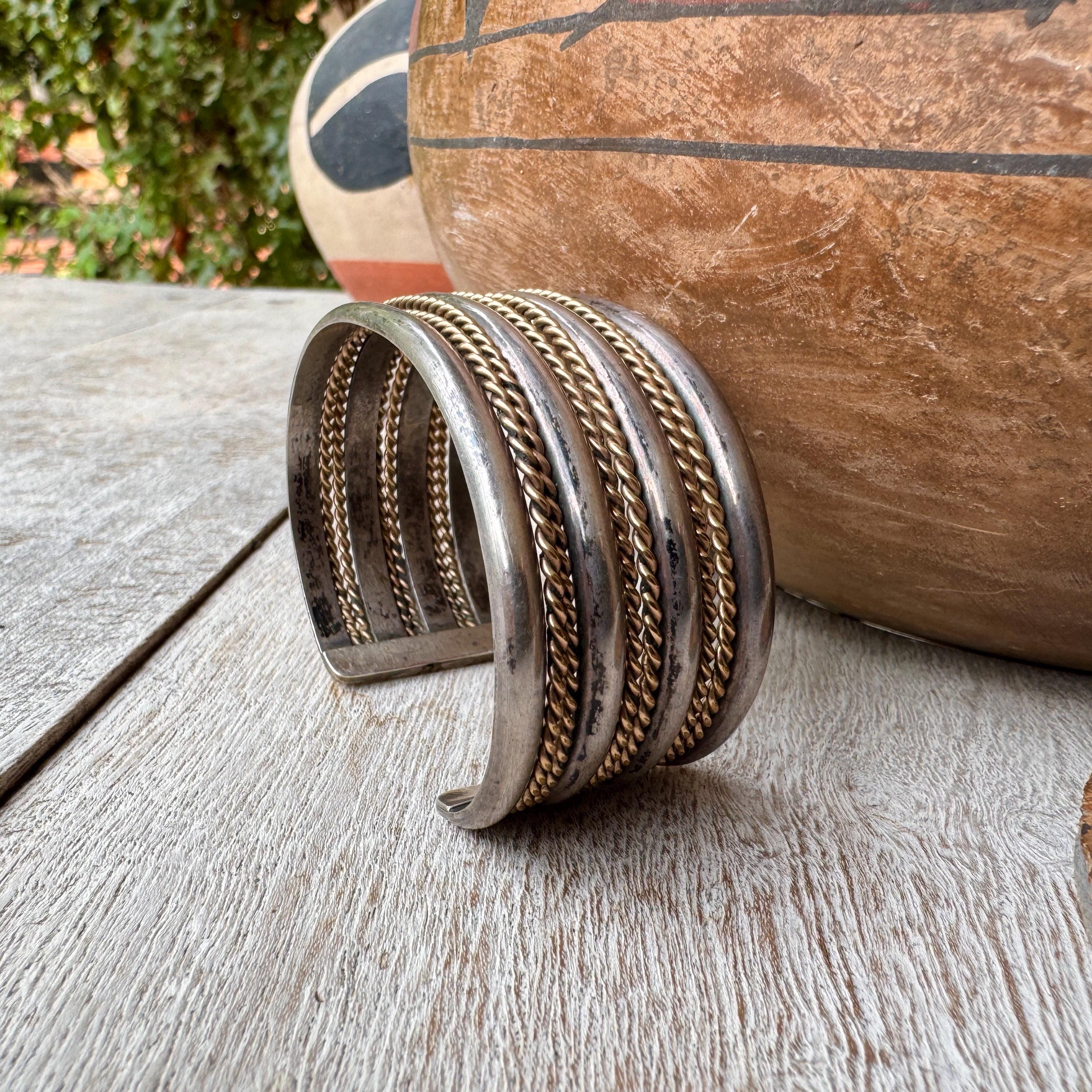 Signed Amazing Navajo Native American Sterling Silver 10 Rail Bracelet Signed Amazing Navajo Native American Sterling Silver 10 Rail Bracelet