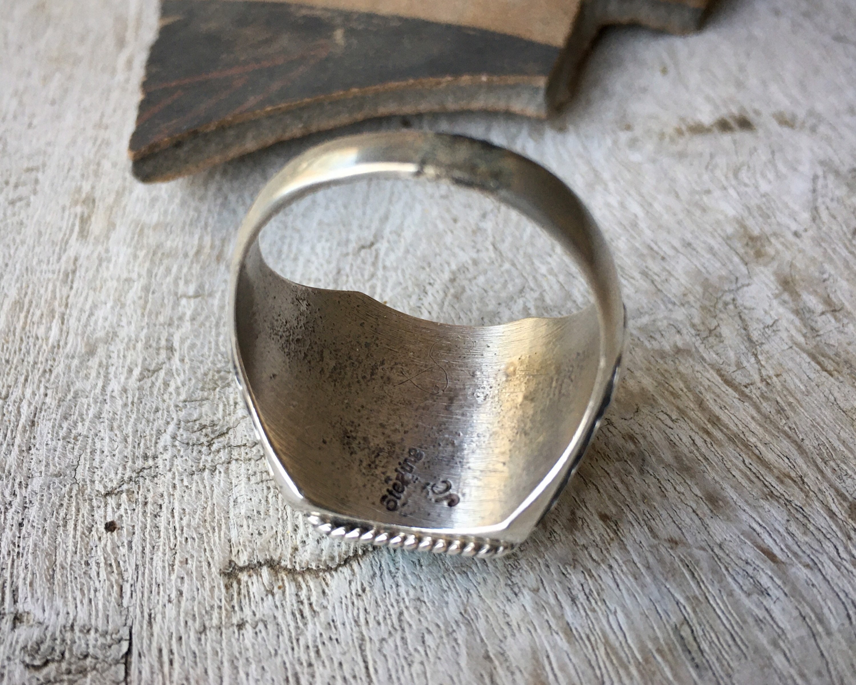 Vintage Size 14 Men's Navajo Turquoise Ring, Native American Indian