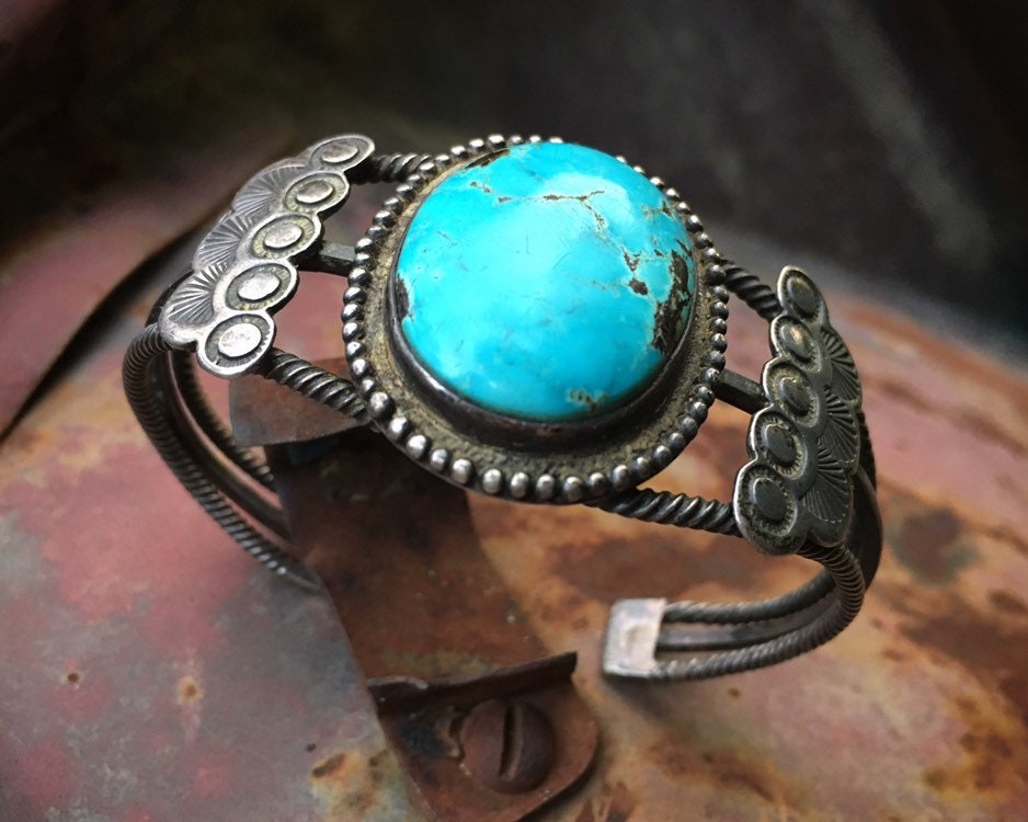 RESERVED for J. | 33g Fred Harvey Era Hand Stamped Navajo Blue ...