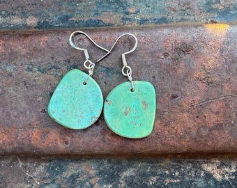 Thin Slab Turquoise Earrings, Santo Domingo (Kewa) Pueblo Dangles
