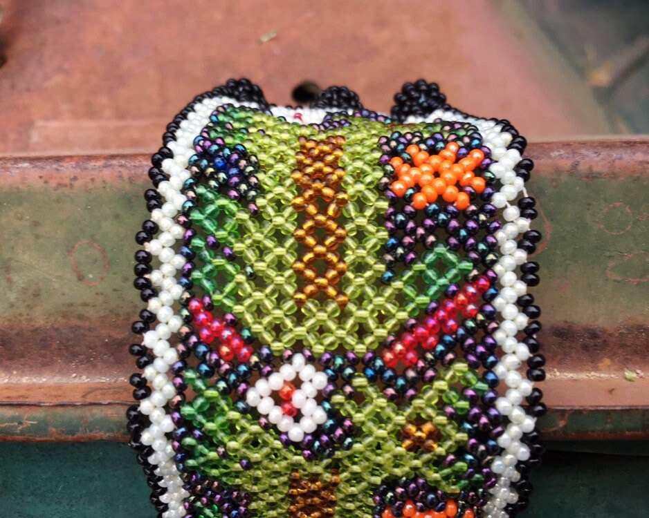 Huichol Seed Bead Loom Bracelet for Woman or Men, Mexican Beaded