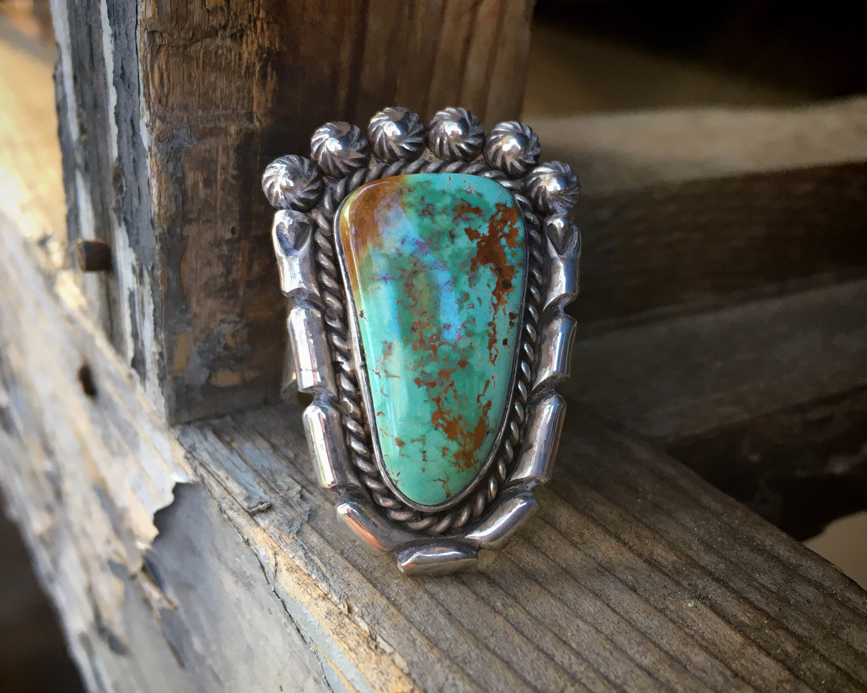 Size 10 (Adjustable) Navajo Turquoise Ring for Men or Women, Native ...