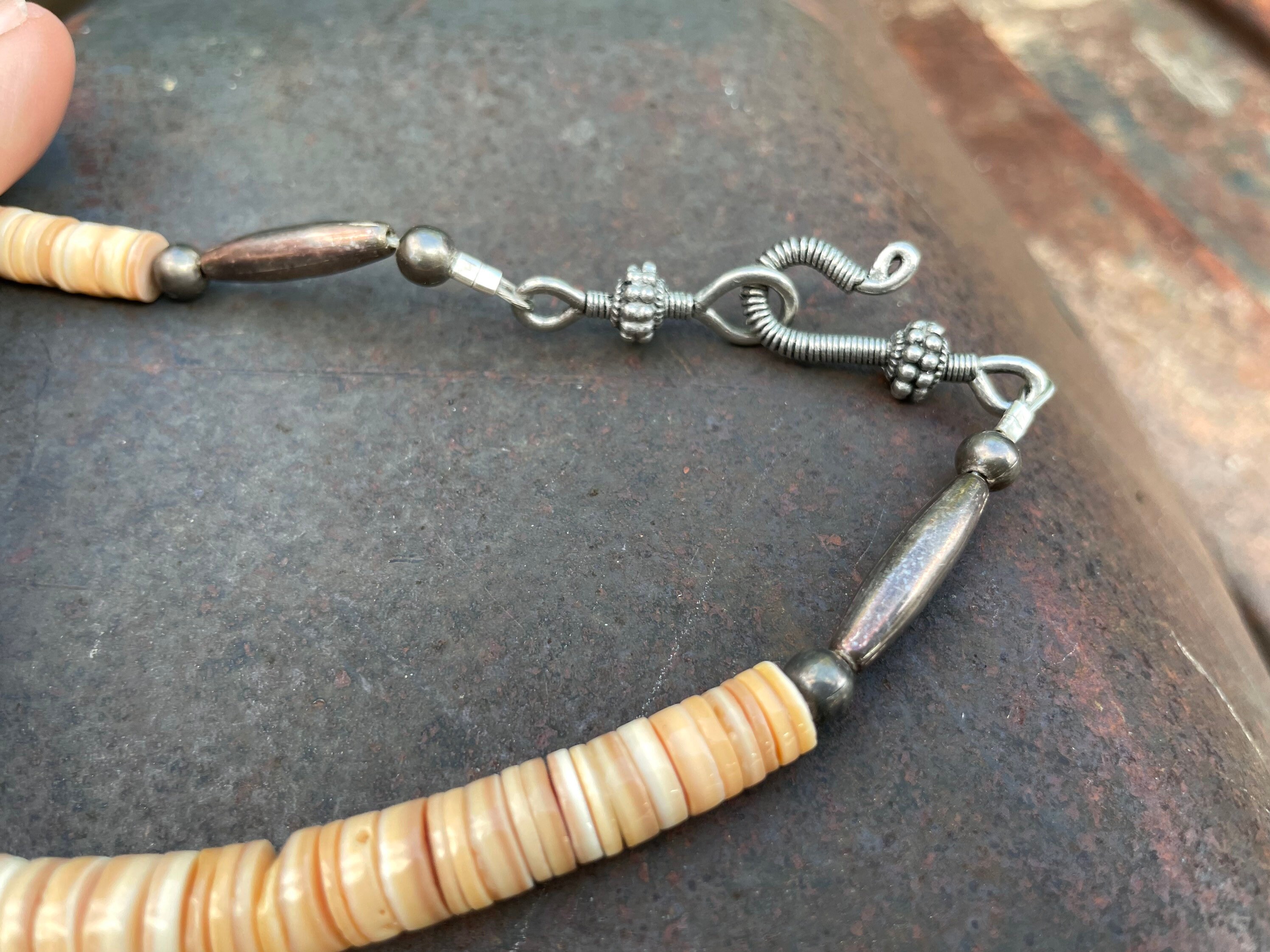 Vintage Ethiopian Coptic Cross Pendant Silver Tone w/ Jasper Beads