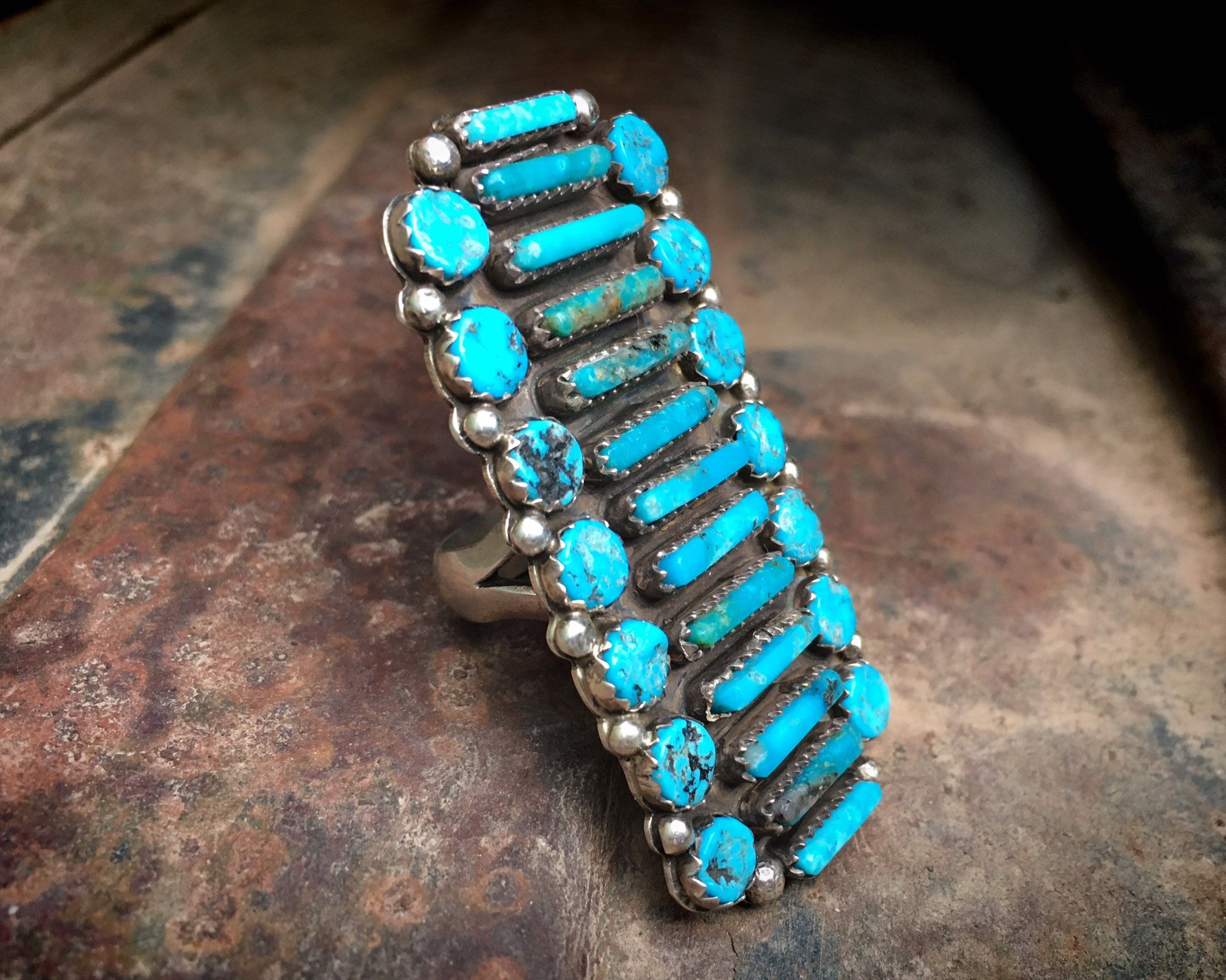 Navajo Marcus Chavez Huge 28g Turquoise Stone Ring Size 8.5 Navajo Marcus Chavez Huge 28g Turquoise Stone Ring Size 8.5