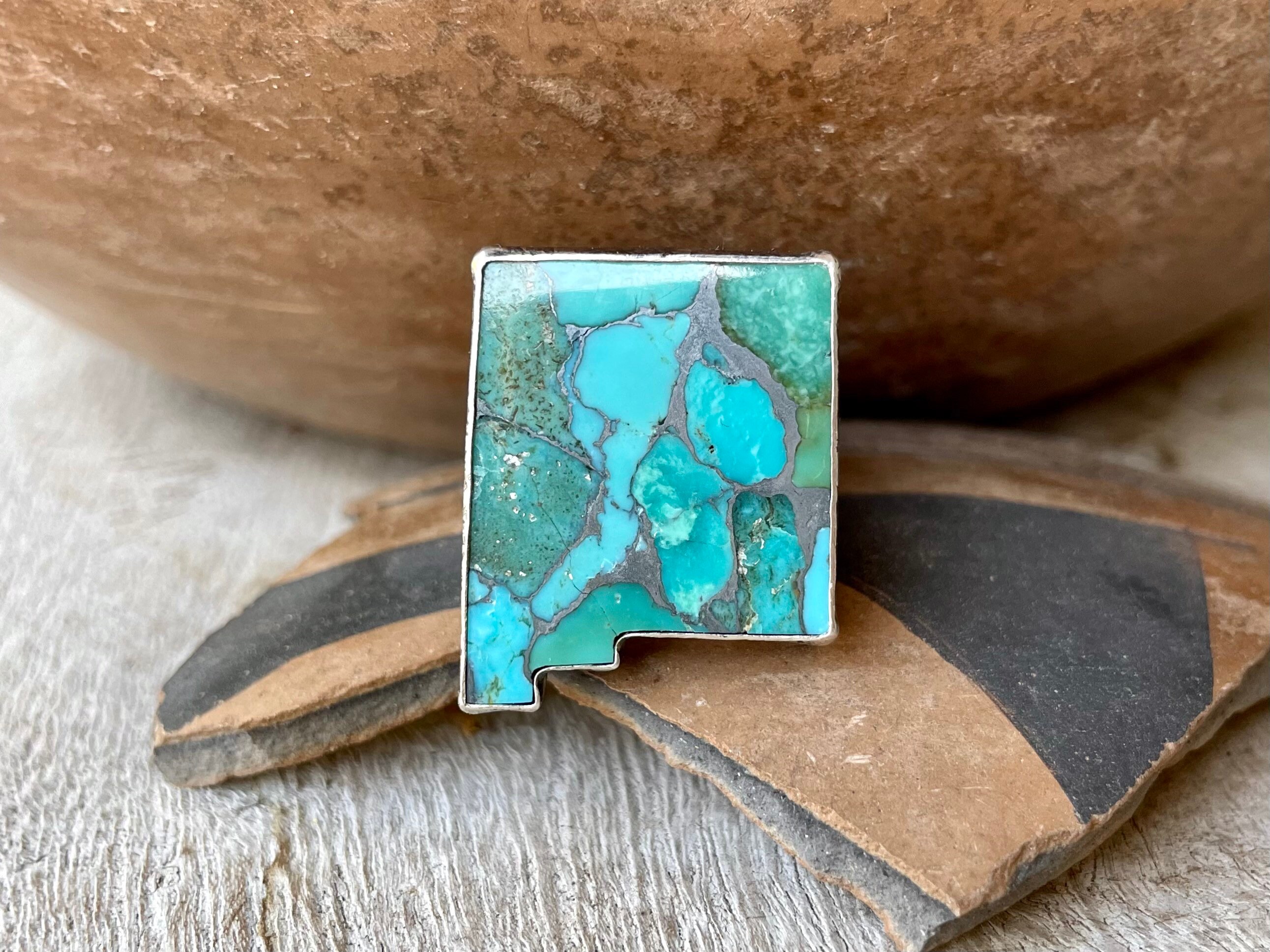 Sterling Silver Turquoise New Mexico State Ring Size 5.25 by Meltdown