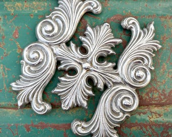 Vintage Pewter Ornate Old World Design, Southwestern Hacienda Kitchen, Metal Hotplate