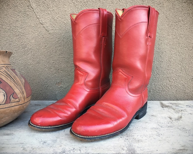 Vintage Women/'s Size 6.5 B Red Cowboy Boots for Women Ropers Rockabilly Leather Boots Fourth of July Cowgirl Boot Wonder Woman Costume