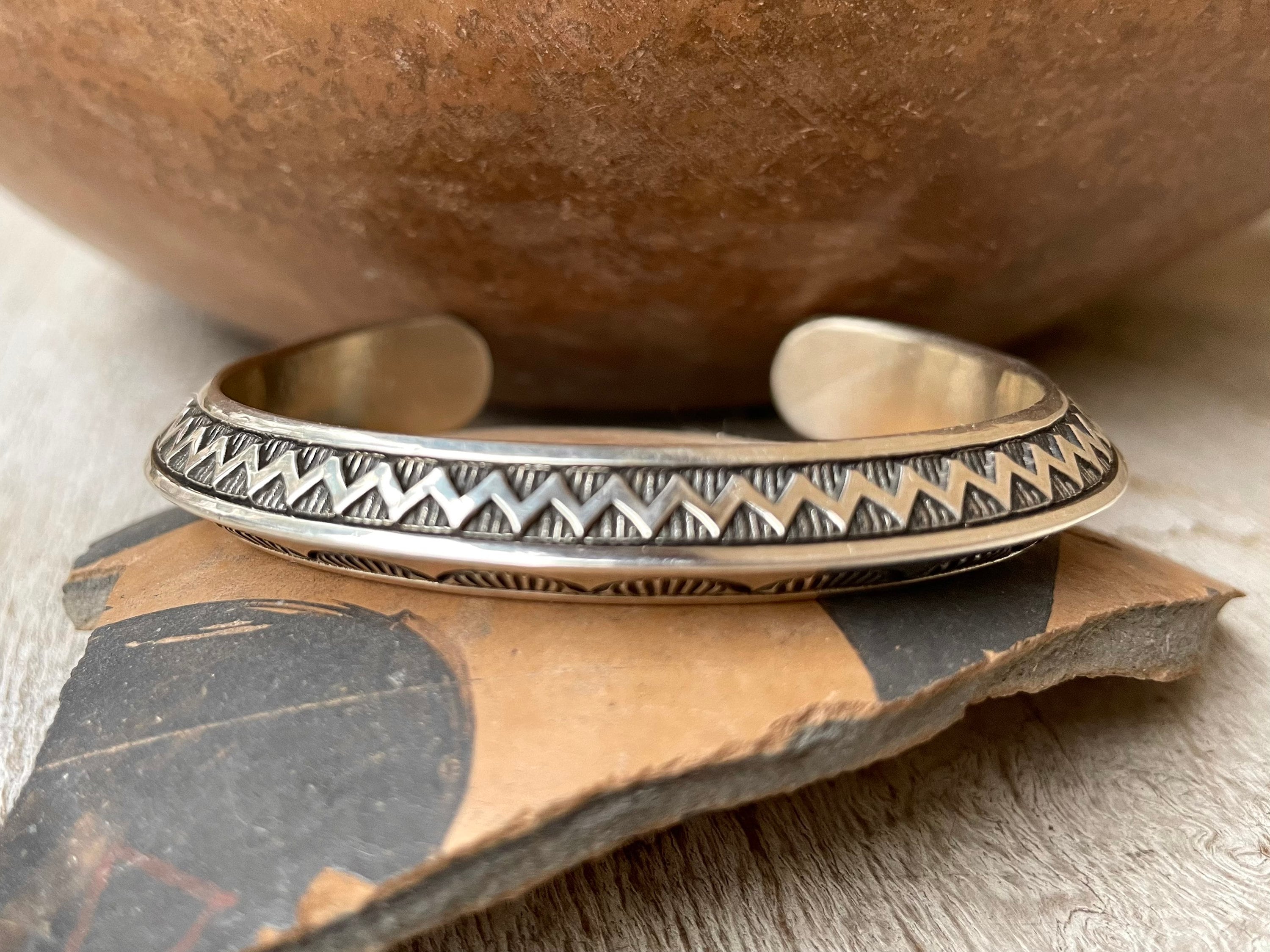 Weighty Powerful Native American Navajo Sterling Silver Gold Bracelet Cuff Weighty Powerful Native American Navajo Sterling Silver Gold Bracelet Cuff