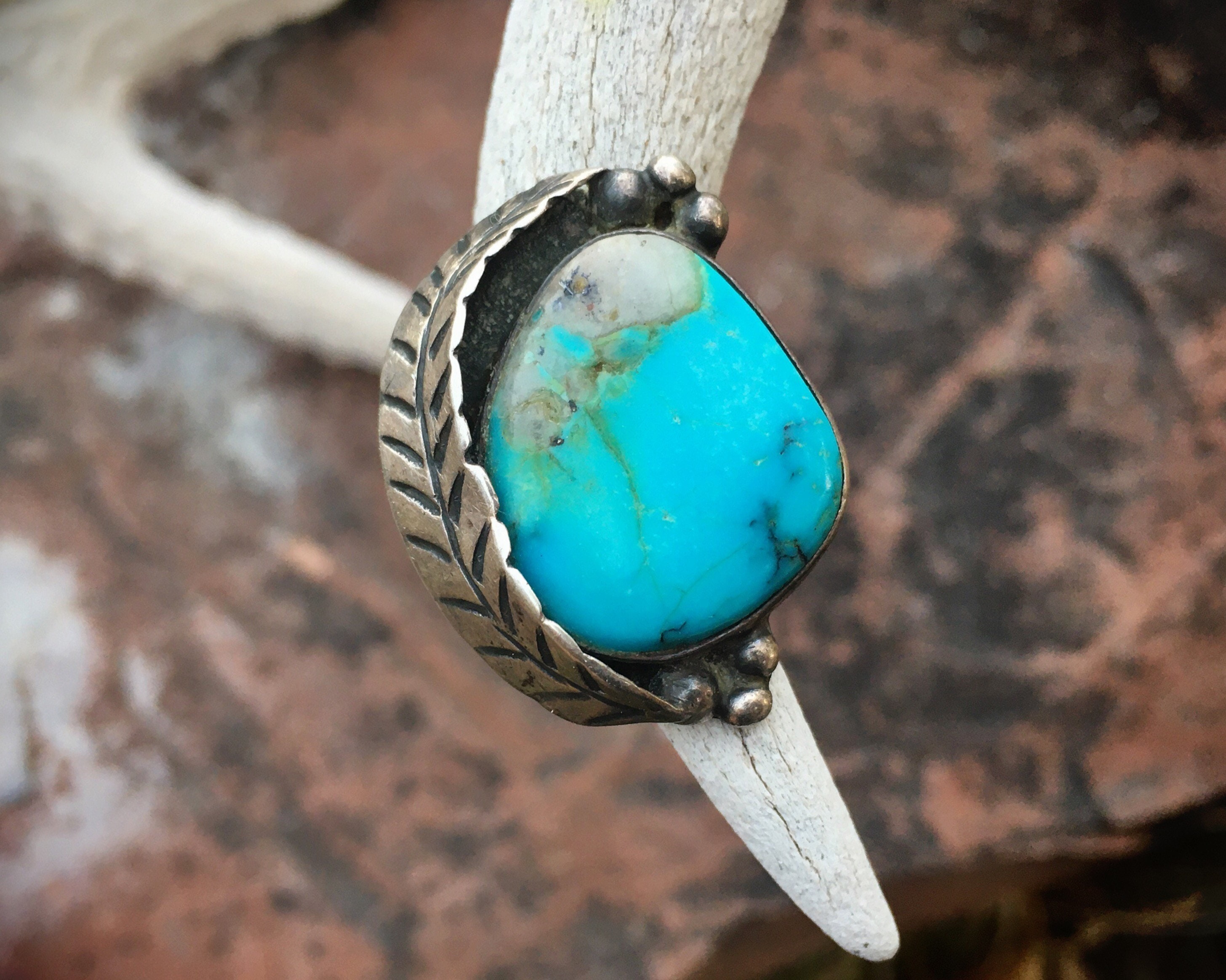 1970s Simple Turquoise Ring for Women Size 5, Native American Indian ...