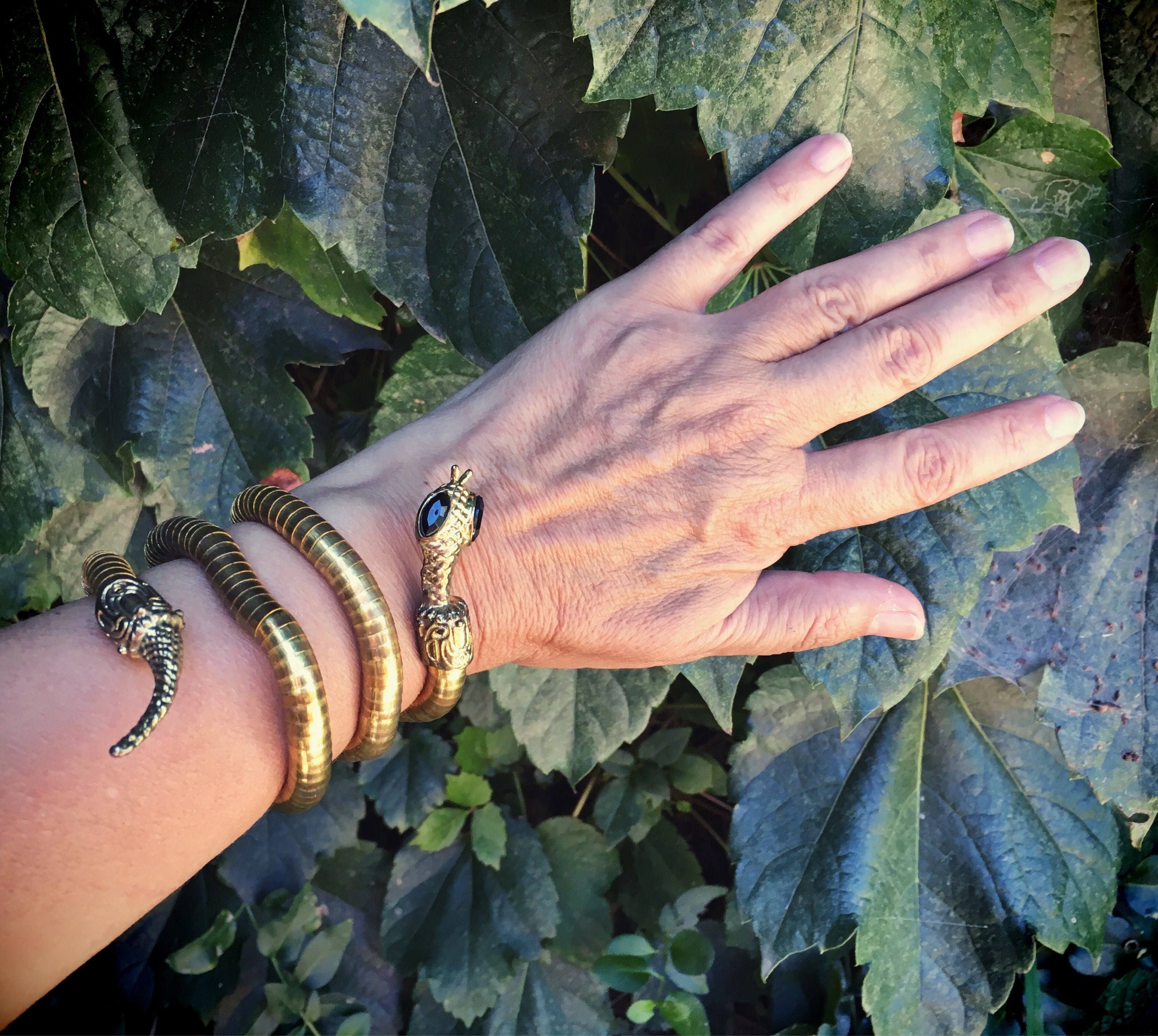 Vintage brass snake flex bracelet or choker Cleopatra Halloween costume