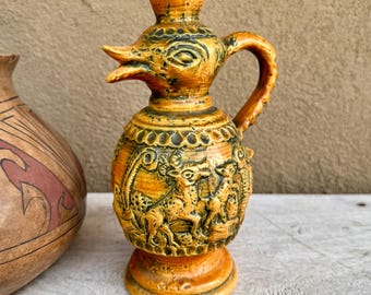 Vintage Walter Becht West German Pottery Bird Jug Vase, 1970s Brutalist Style, Retro Decor