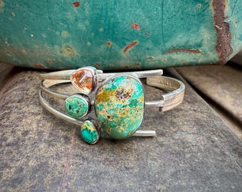 Lilly Barrack Dainty Cuff Bracelet Size 6.5 Royston Turquoise Topaz, Southwest Designer Jewelry