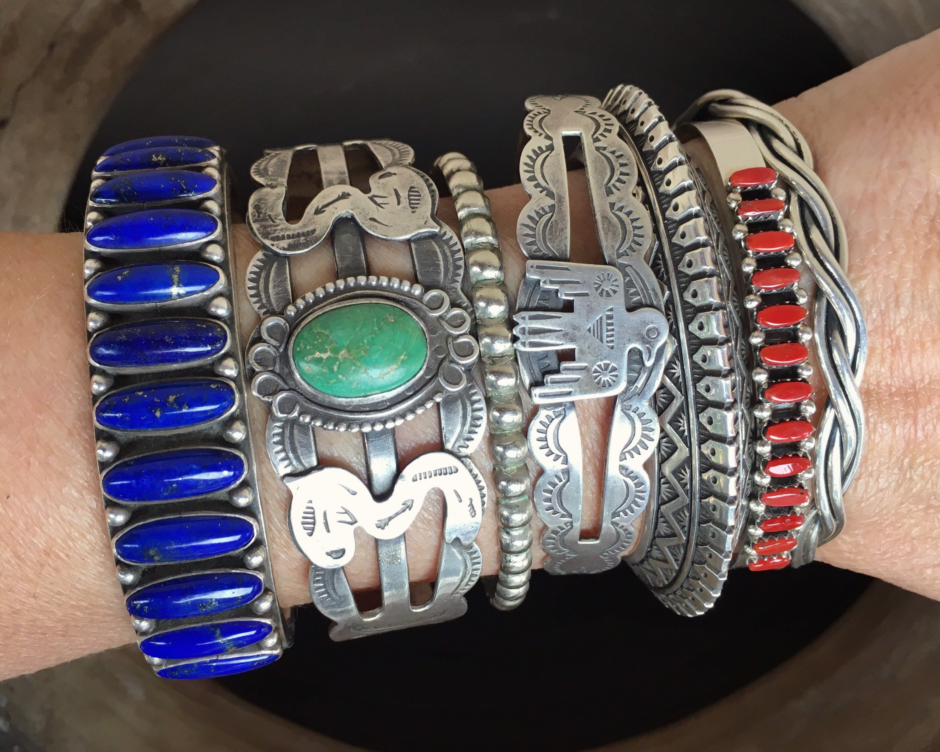 Fred Harvey Era Coin Silver Thunderbird Cuff Bracelet for