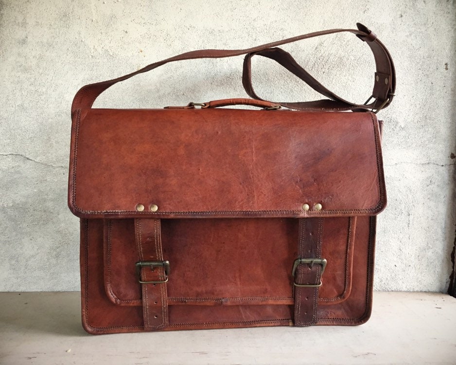 Vintage Brown Leather Messenger Bag for Men Shoulder Bag