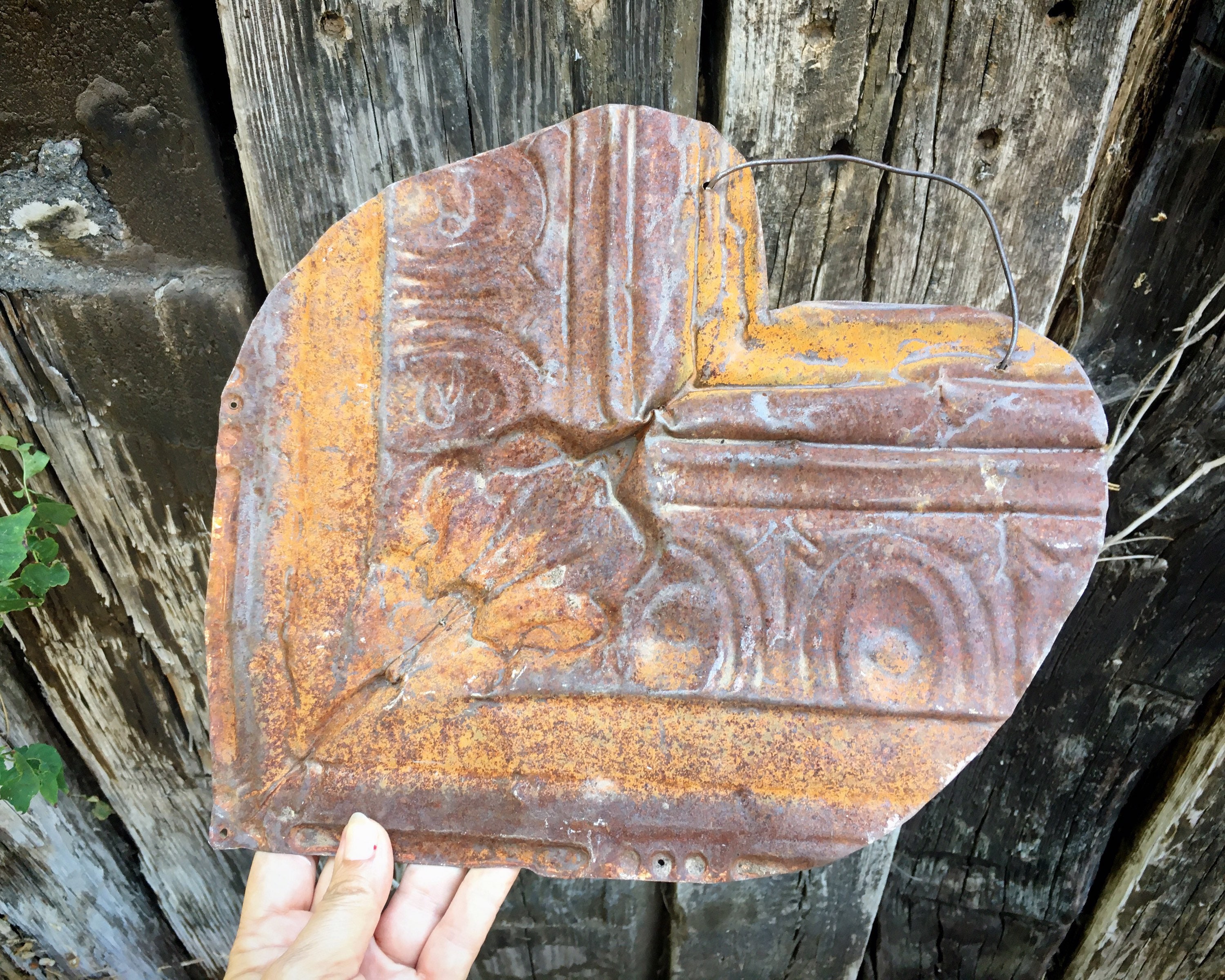 Upcycled Rusty Rustic Metal Heart Wall Hanging, Primitive Farmhouse