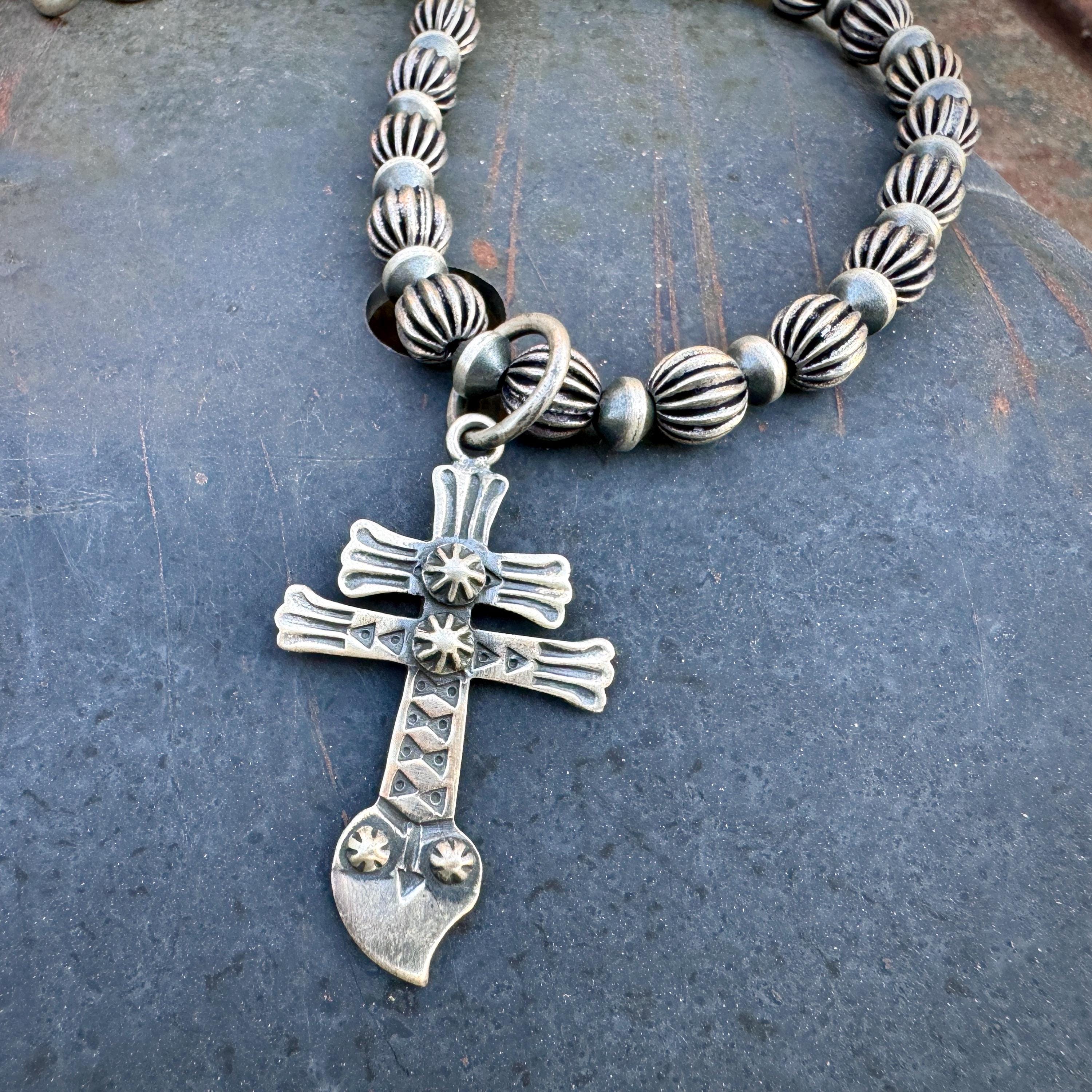 Exquisite Navajo Pearl Sterling Silver Cross Ring Native American Exquisite Navajo Pearl Sterling Silver Cross Ring Native American