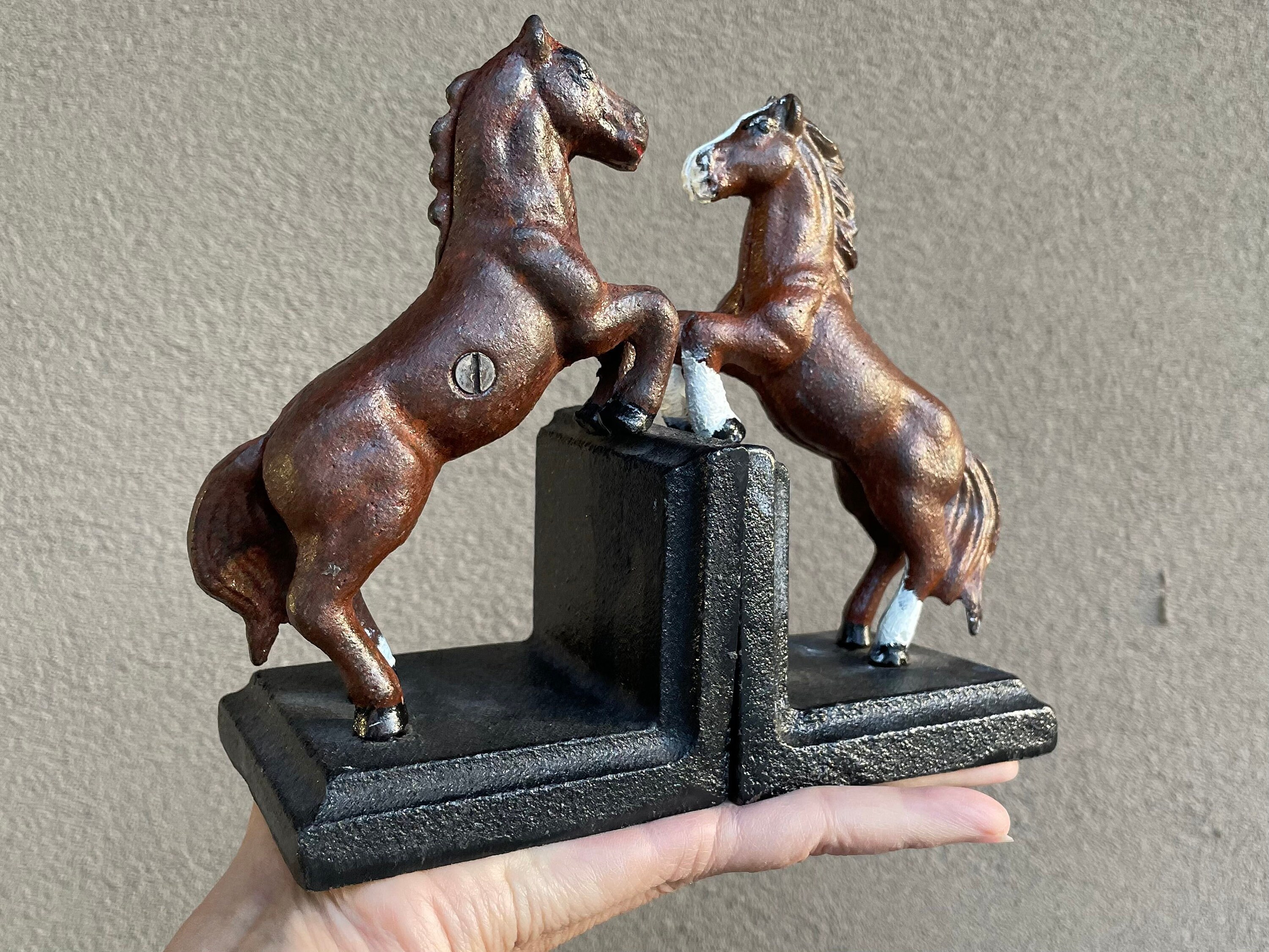 Vintage Cast Iron Horse Bookends, Western Ranch House Decor, Father's Day Gift, Rodeo Horse Lover
