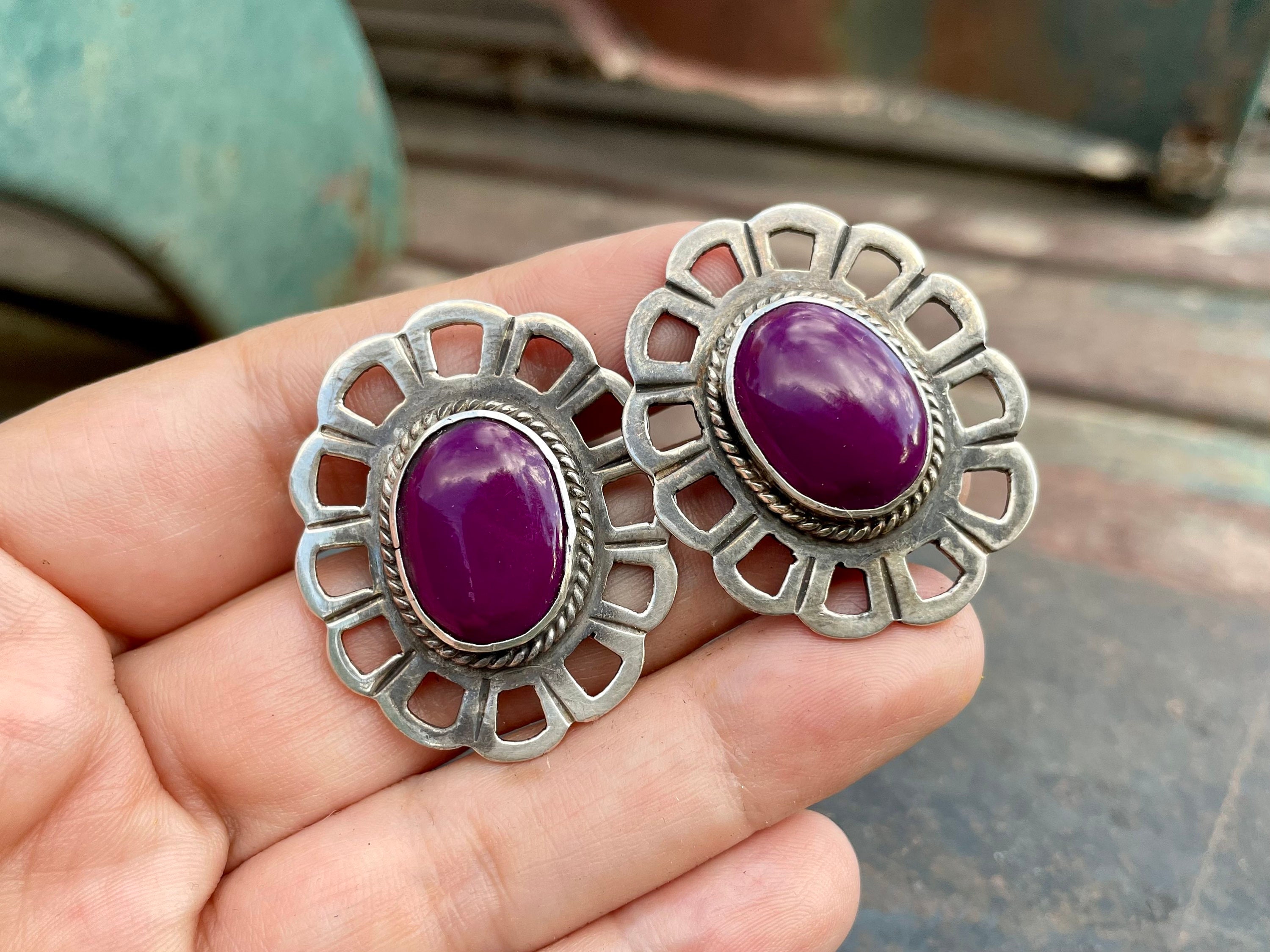 Purple agate shop earrings