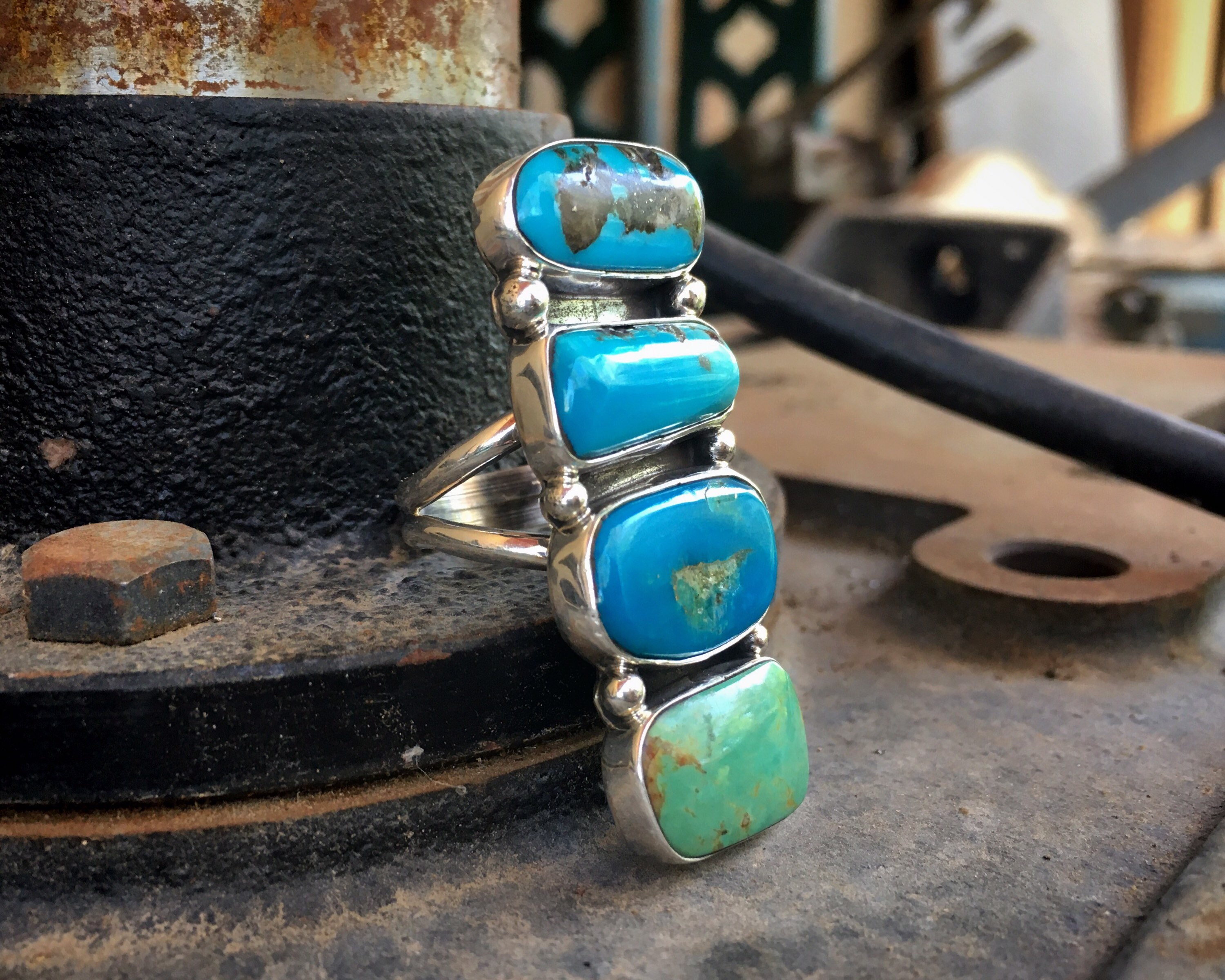 For 8.5' Wrist Large Vintage Native American Navajo Turquoise Sterling Silver Bracelet For 8.5' Wrist Large Vintage Native American Navajo Turquoise Sterling Silver Bracelet