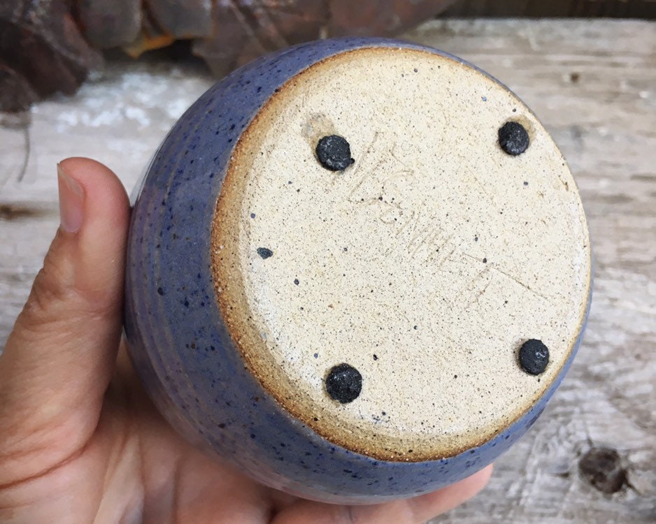 Blue Glaze Studio Pottery Bud Vase, Vintage Hand Thrown Weed Pot Dry ...