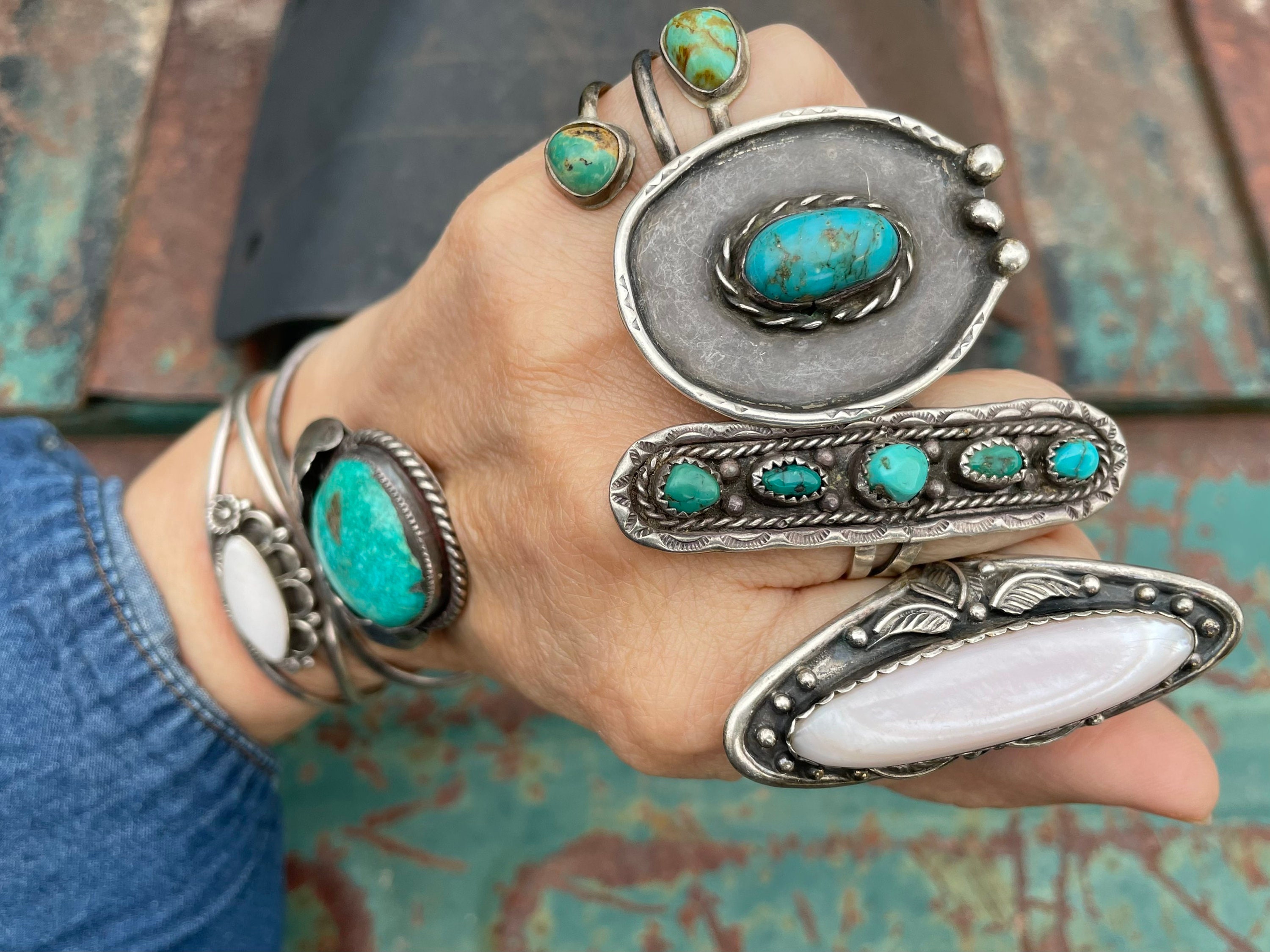 Navajo Red Indian Ring Authentic Navajo Coral Cluster Ring By