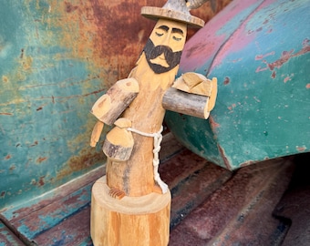 1992 Carved Wood Saint Bulto 11.5" San Pasqual by Santa Fe Santero Isaac Romero