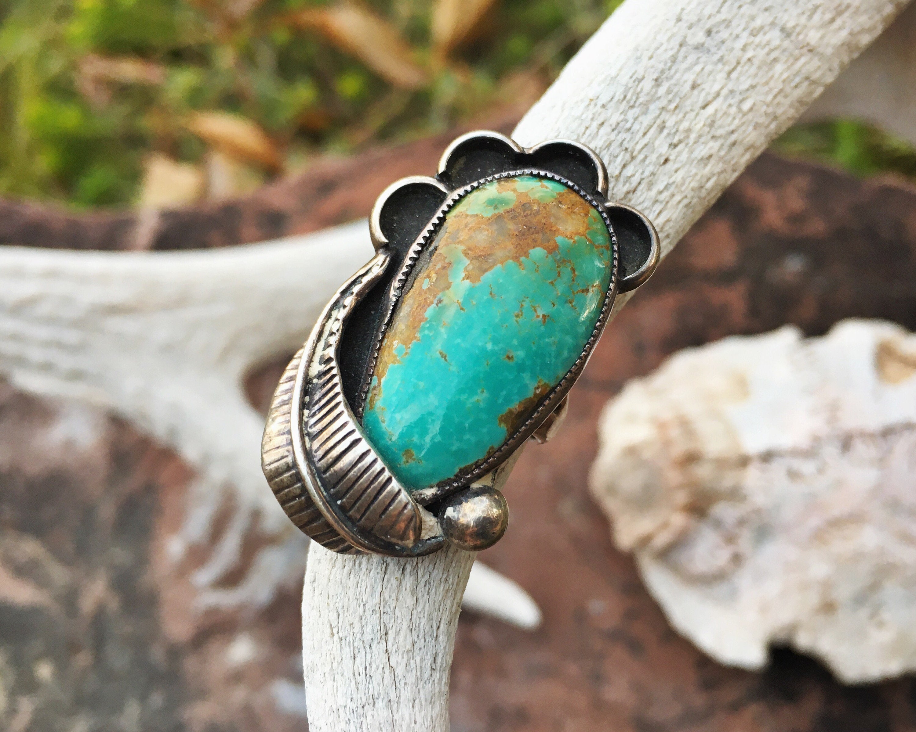 1970s Traditional Navajo Turquoise Ring for Women Size 7, Native ...