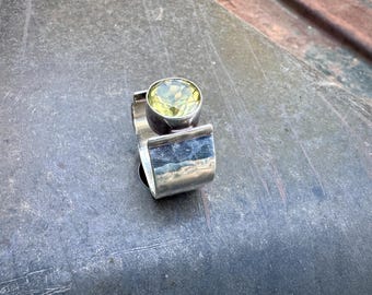 Mexican Sterling Silver Gemstone Ring Size 7.75 to 8, DDD Dominque Dinouart