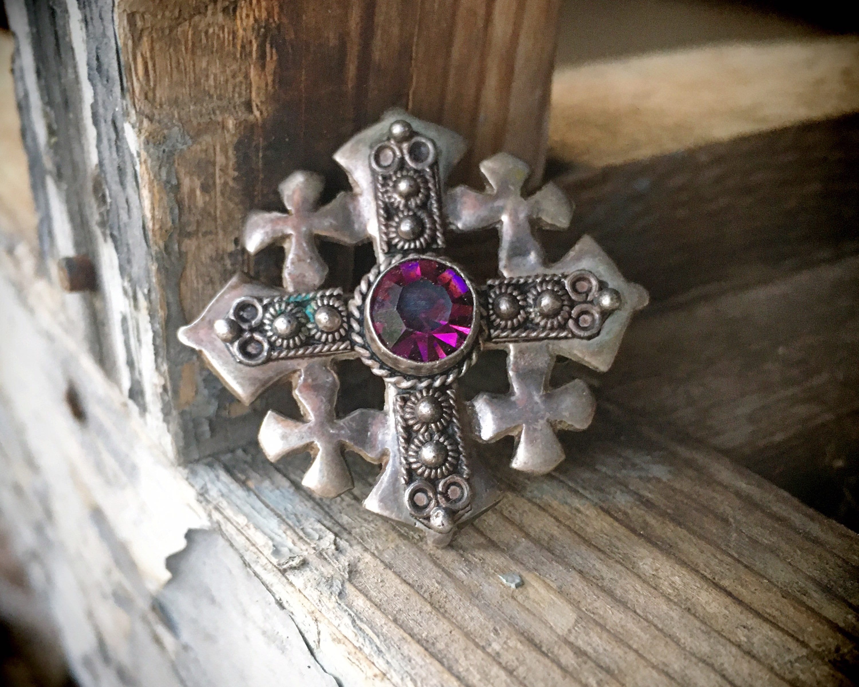 Sterling Silver Jerusalem Cross Charm Pendant, Crusader Cros