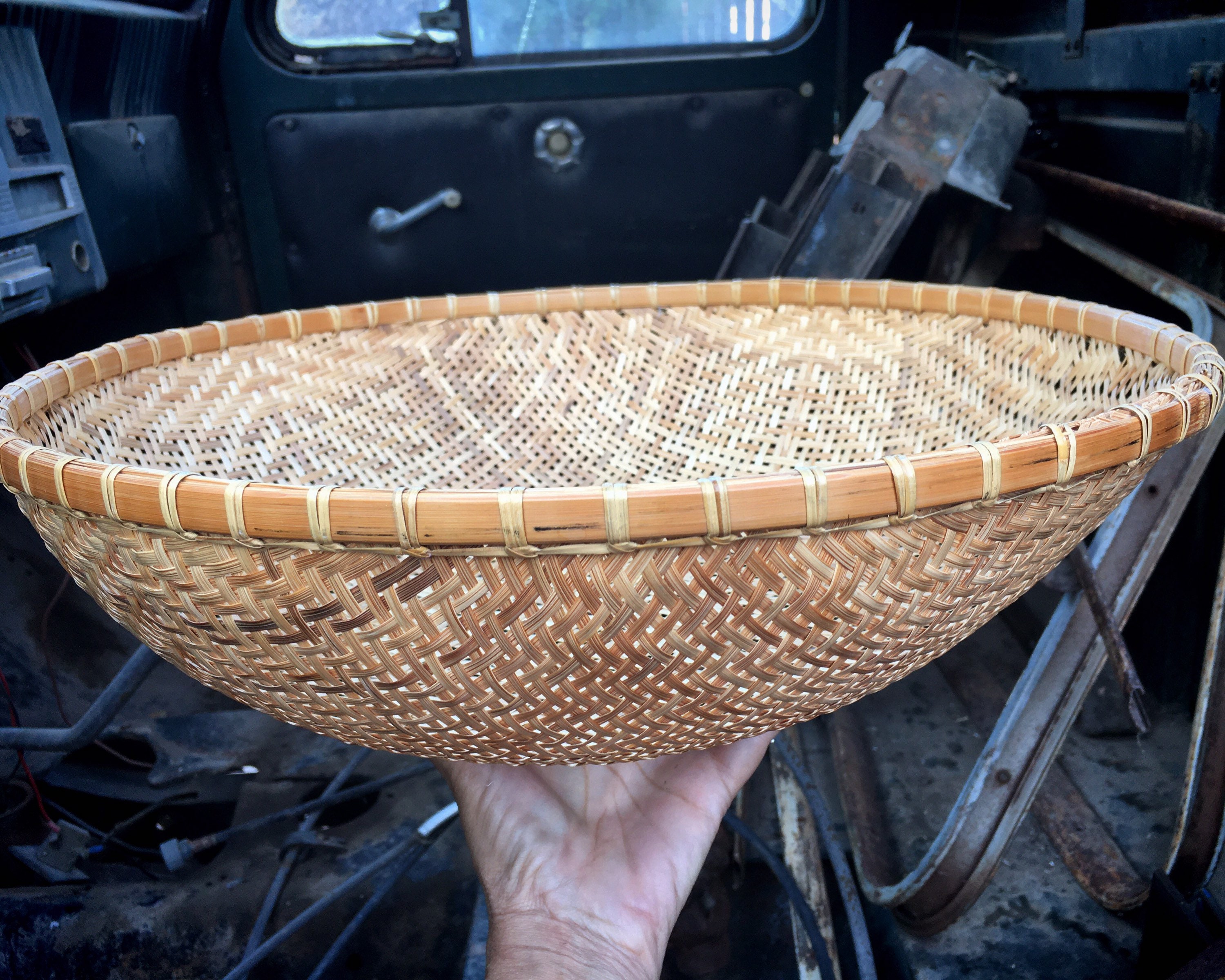Large Winnowing or Sifting Basket Earthy Farmhouse Decor, Herb Basket