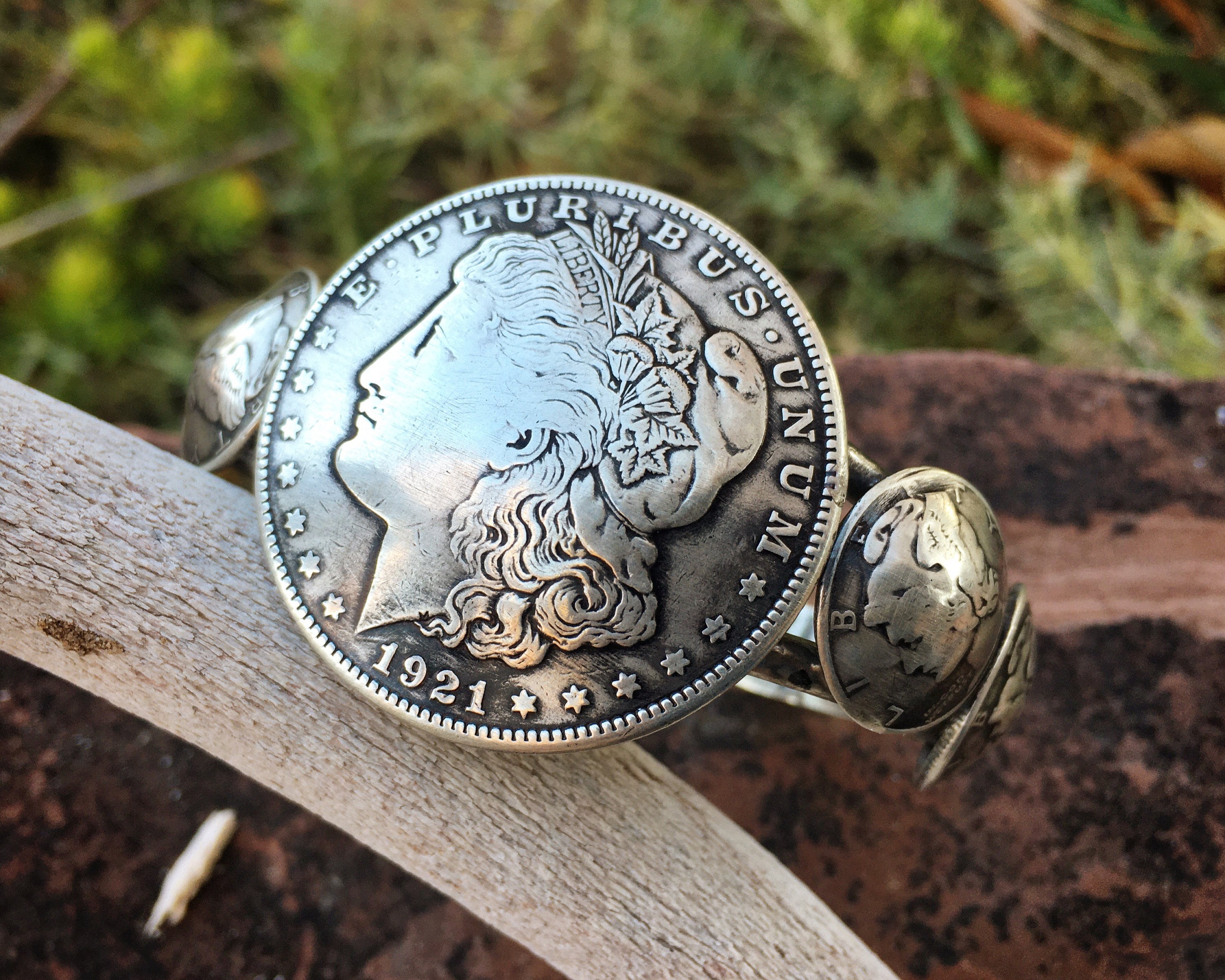 Genuine Signed Native American Navajo 1921 Silver Dollar Sterling Silver Bracelet Genuine Signed Native American Navajo 1921 Silver Dollar Sterling Silver Bracelet