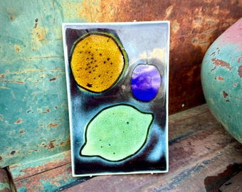Vintage Gunvor Olin-Grönqvist for Arabia Painted Ceramic Tile Wall Hanging, Fruit Design