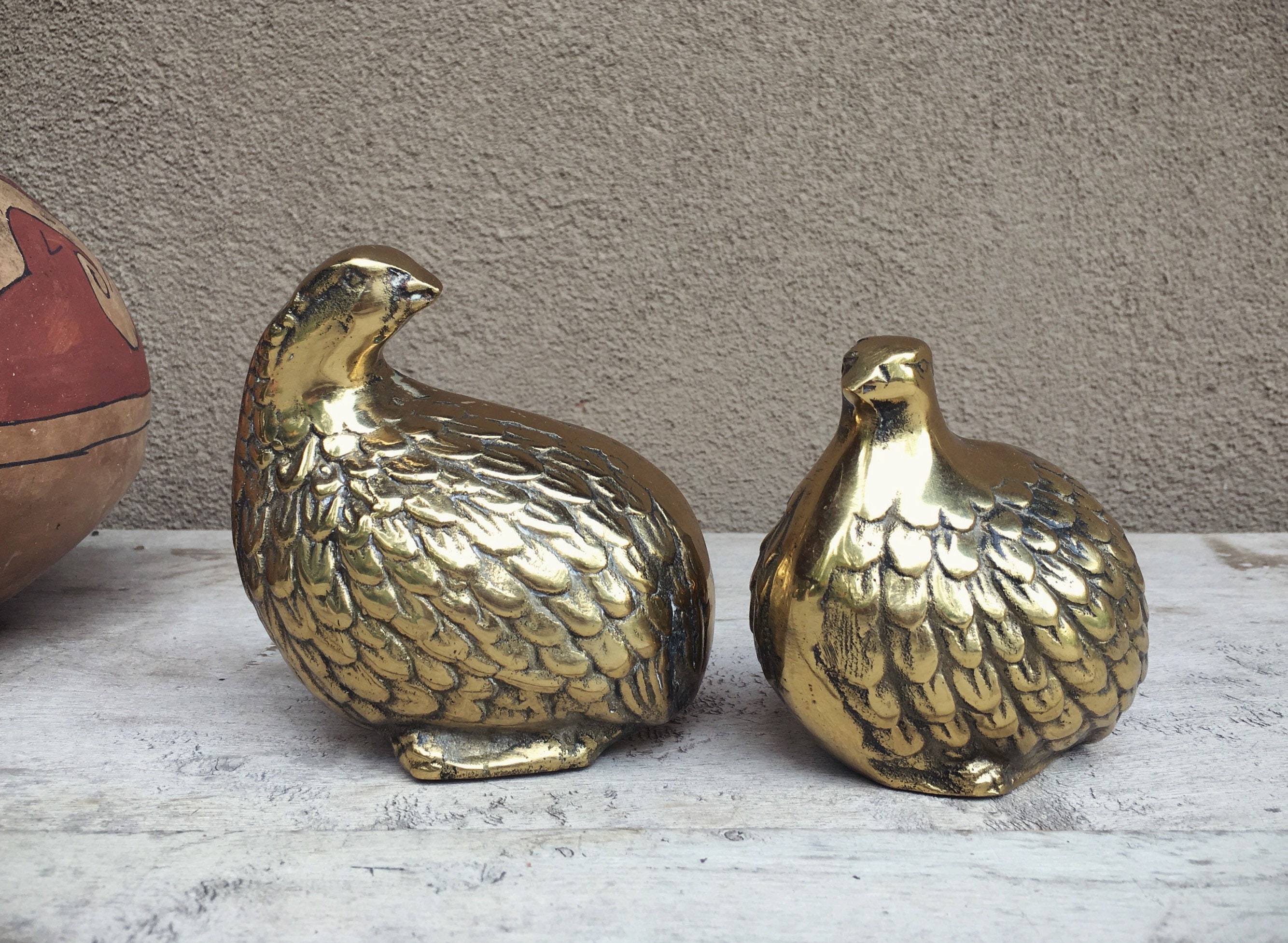 Brass Quail Figurines Bird Statues, Southwestern Decor, Bird Gifts for