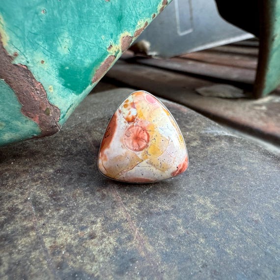 Simple Sterling Silver Agate Ring Approx Size 8, … - image 2