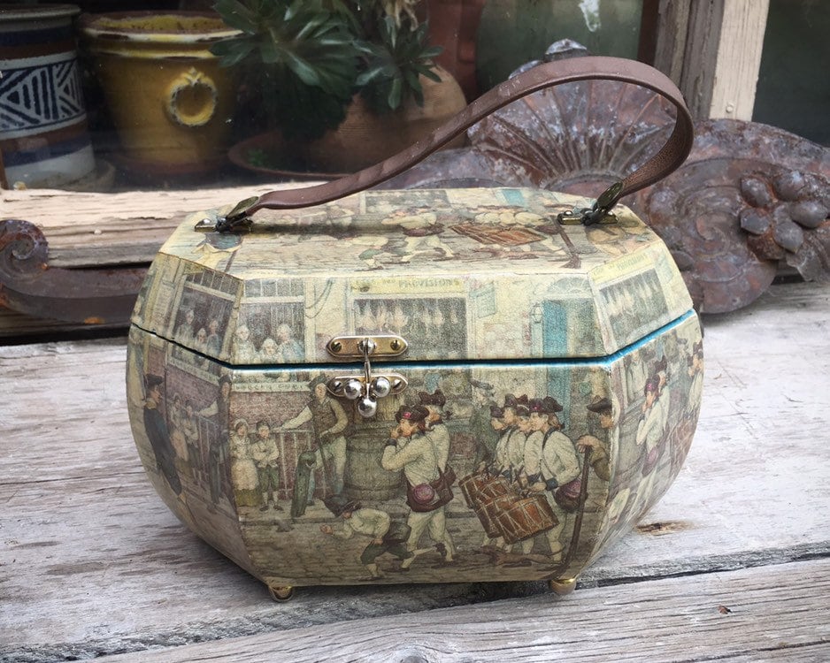 Vintage Anton Pieck Decoupage Wood Purse magicparadisepark.com