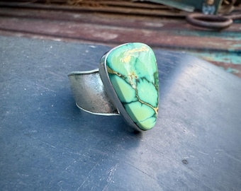 Vintage Sterling Silver Damele Turquoise Ring Approx Size 10, Native American Jewelry