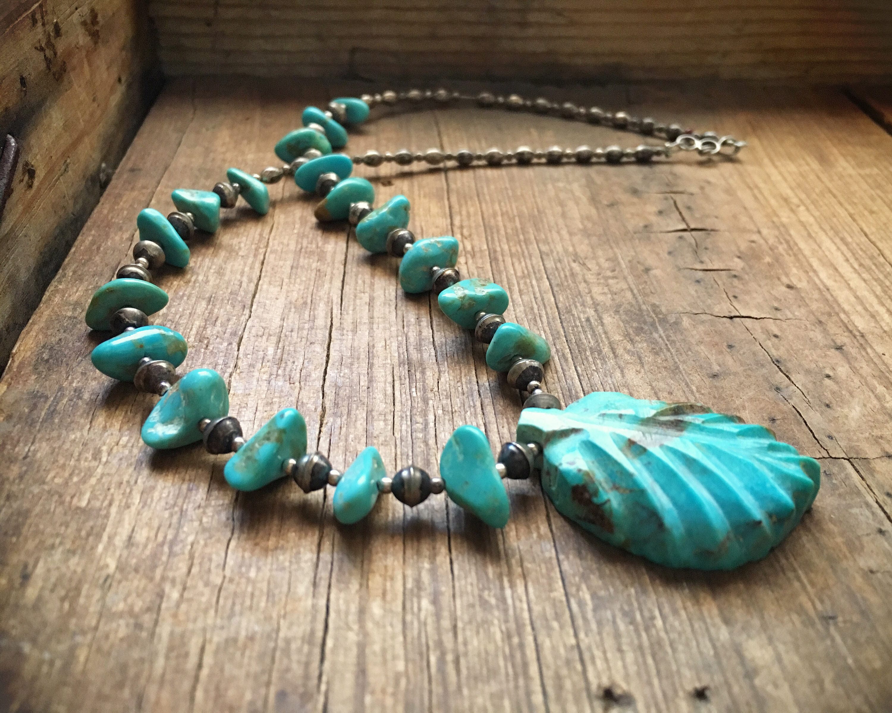 Hand Carved Turquoise Necklace Hand Carved Turquoise Necklace