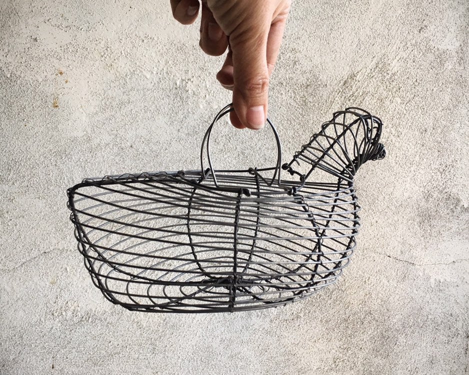 Wire Chicken Egg Basket, Vintage Wire Basket, Chicken Gathering