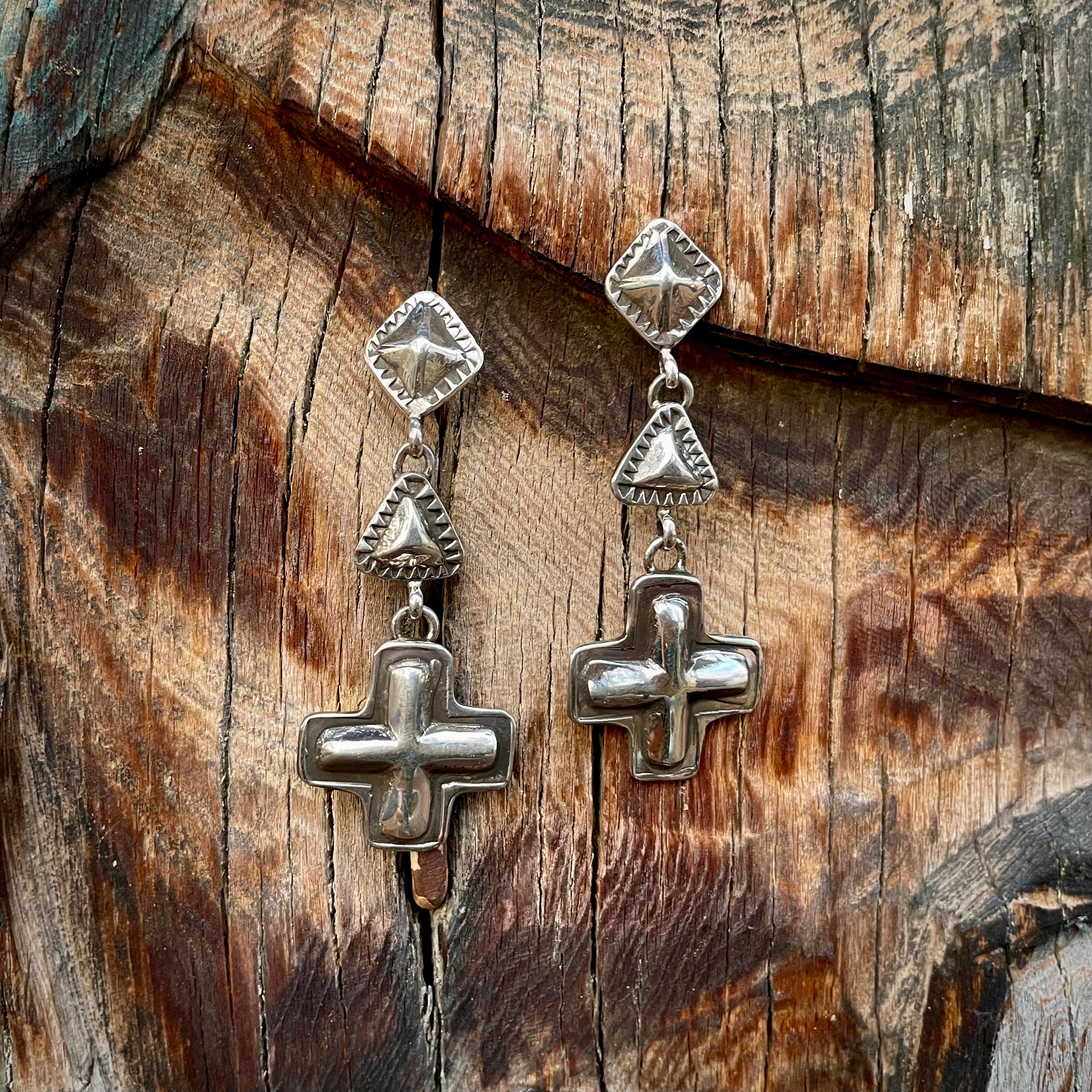 Native American Important Sterling Silver Christian Cross Ron Willie Bracelet Native American Important Sterling Silver Christian Cross Ron Willie Bracelet