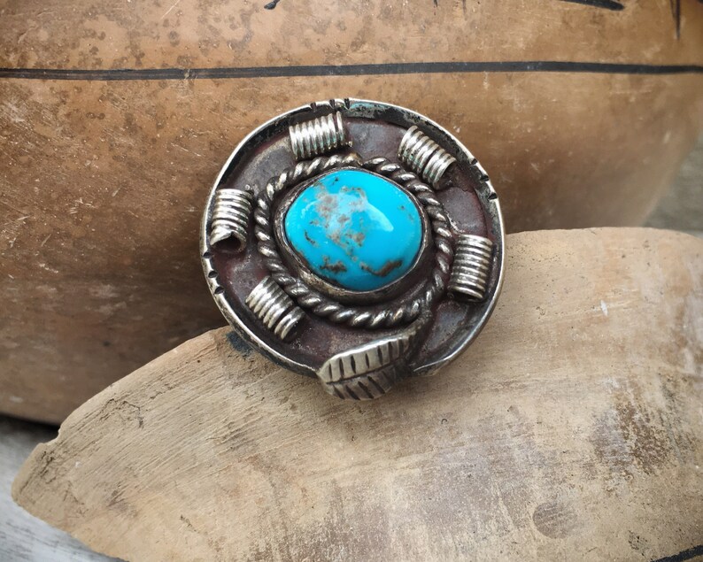 Authentic Turquoise Ring Size 5.5 Native American Indian Jewelry December Birthstone Birthday Gift for Girlfriend Round Navajo Ring